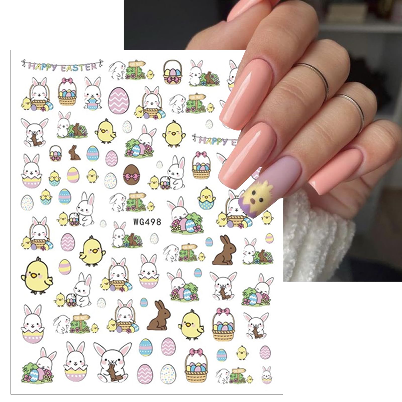 3D Easter Bunny Nail Stickers - Cute Easter Egg Design for Women & Girls - Perfect for Easter Day Nail Art