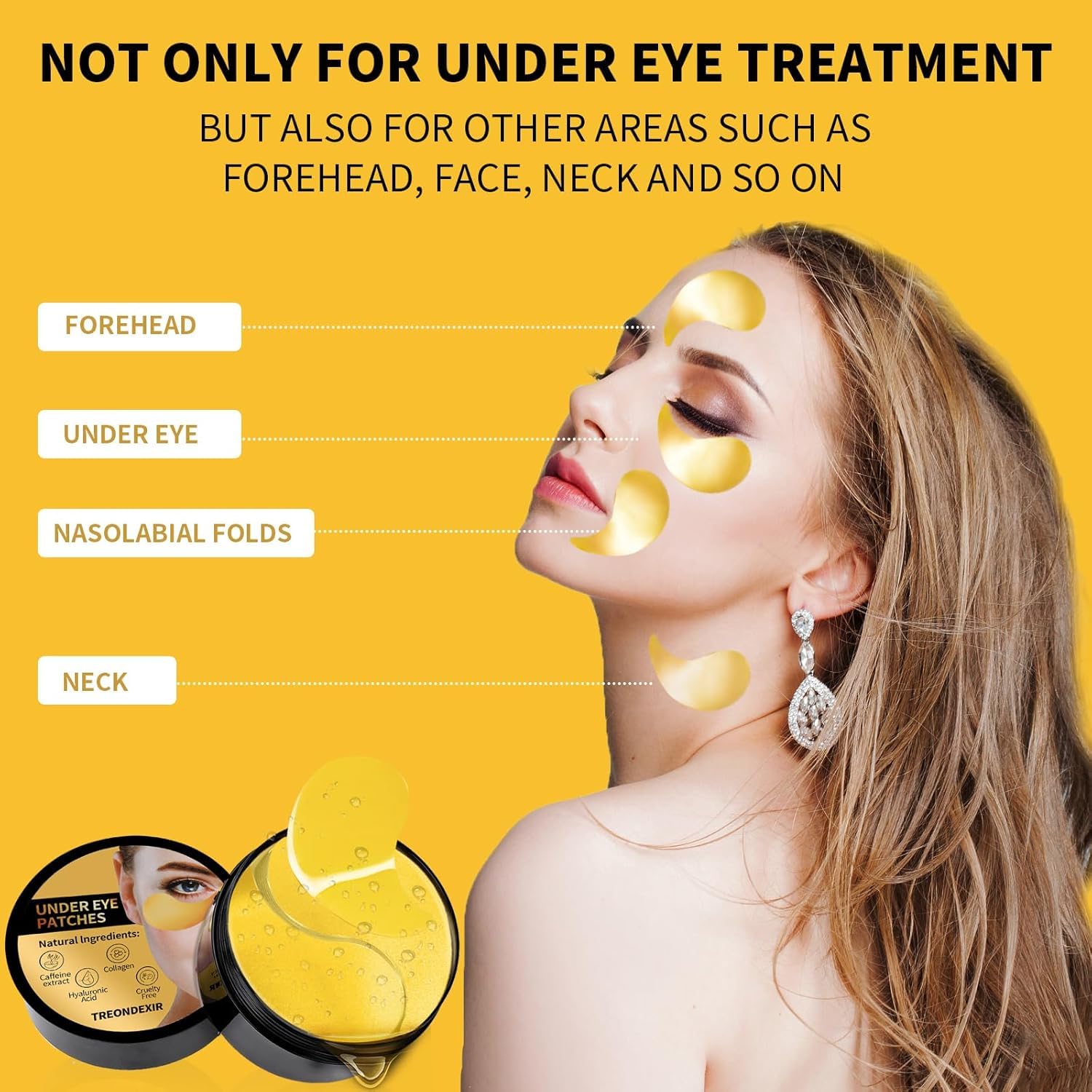 Fidrox 24K Gold Eye Masks for Dark Circles & Puffiness - 60PCS Under Eye Gel Patches with Collagen, Caffeine & Peptides - Reduce Eye Bags, Wrinkles & Puffy Eyes - Perfect for Night Skincare, Spa Days & Travel Essentials