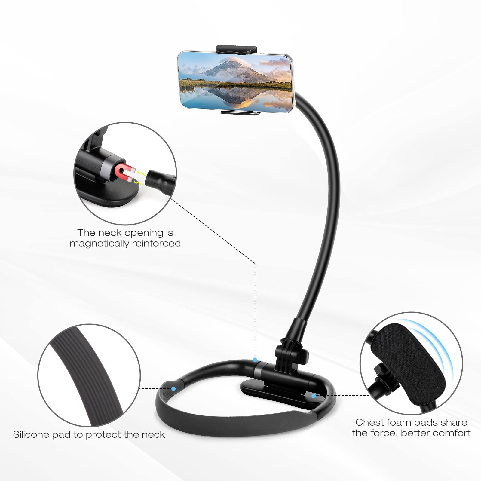 Flexible Gooseneck Phone Stand Holder - Hands-Free Adjustable Neck & Bed Mount for iPhone, Samsung (4.7
