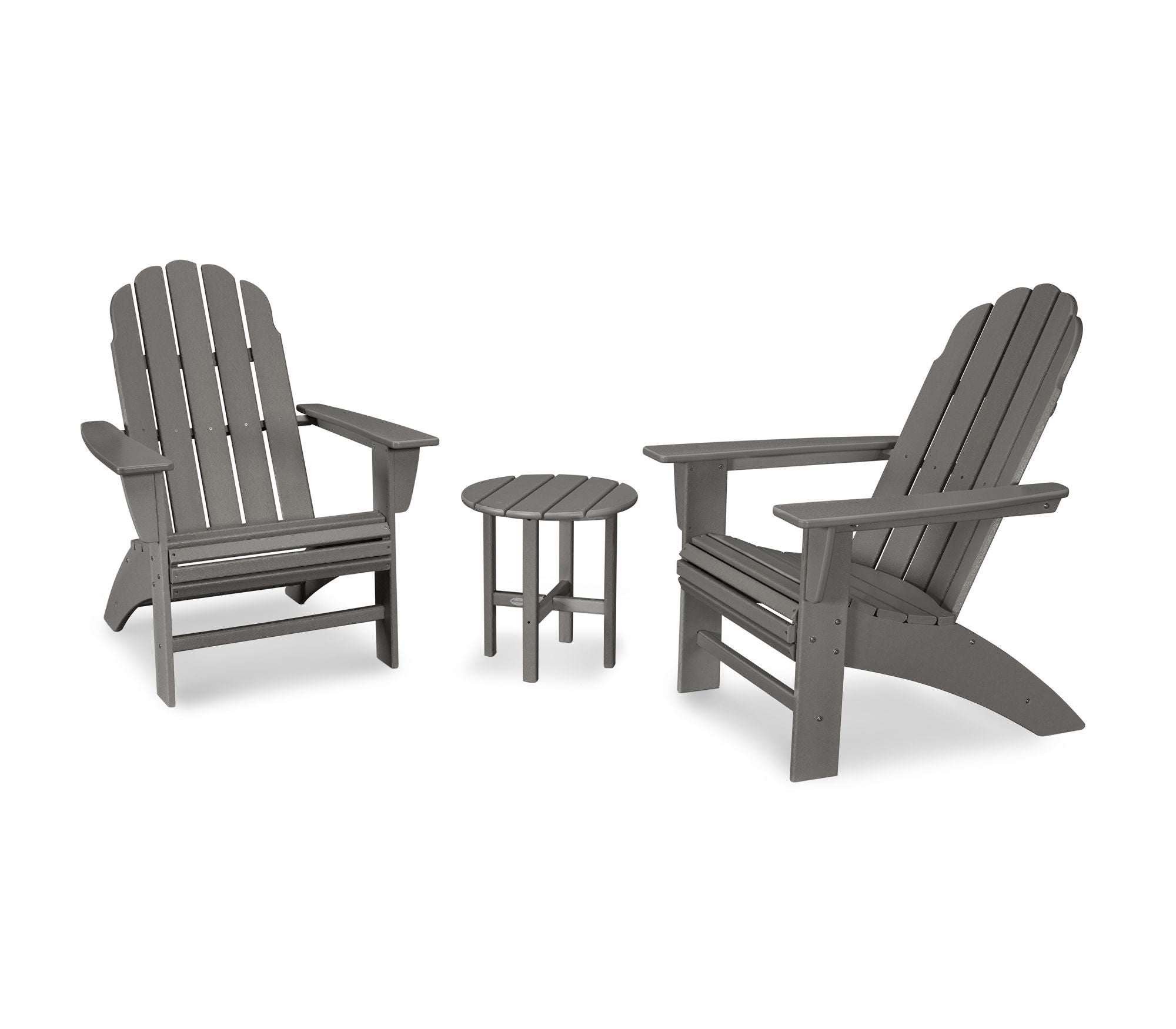 POLYWOOD Vineyard 3-Piece Curveback Adirondack Chair Set - Outdoor Patio Furniture for Garden, Poolside & Backyard Relaxation