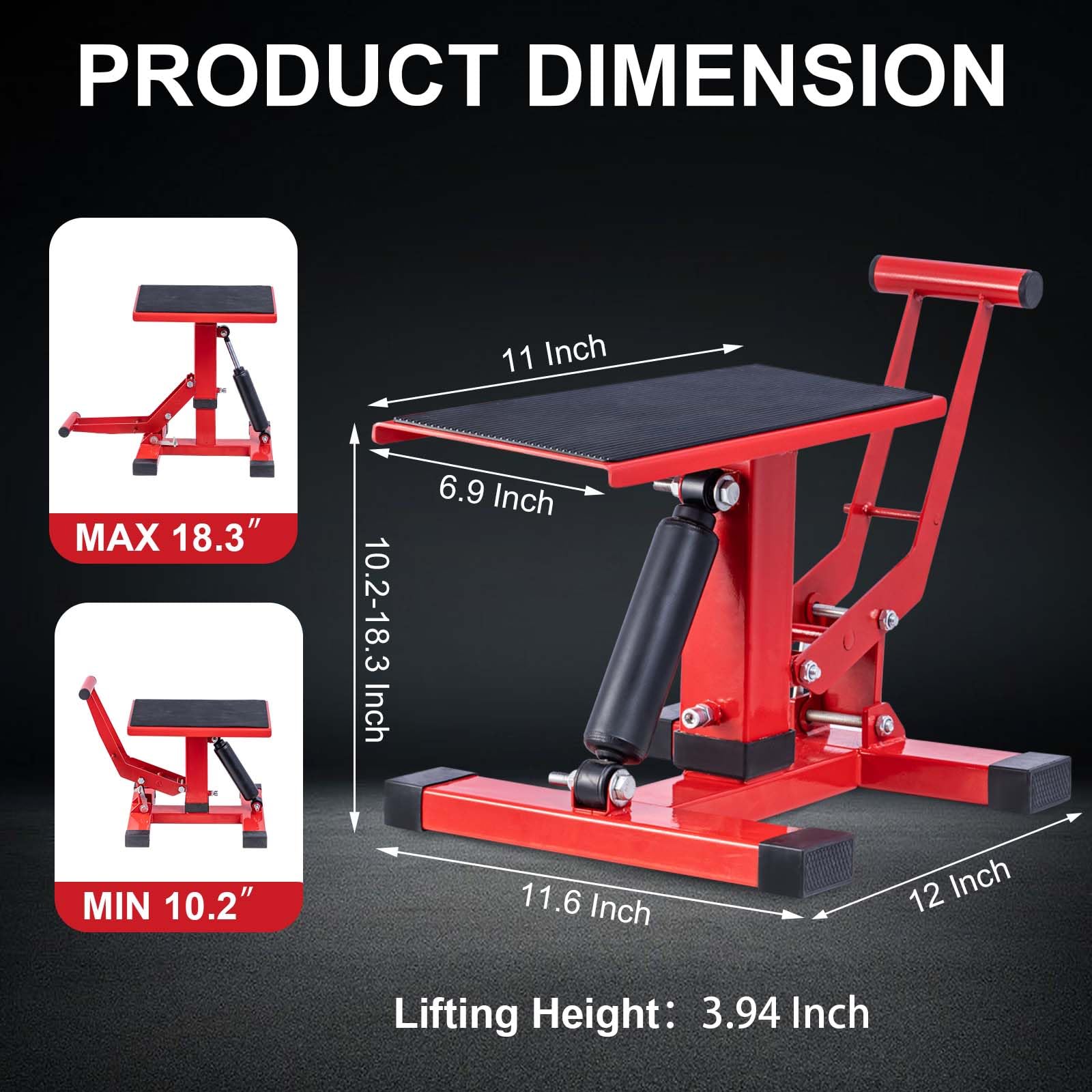 CXRCY Adjustable Height Dirt Bike Lift Stand - 450Lbs Capacity Motorcycle Repair Lift for Pit Bikes - Perfect for Garage Maintenance & Off-Road Bike Servicing