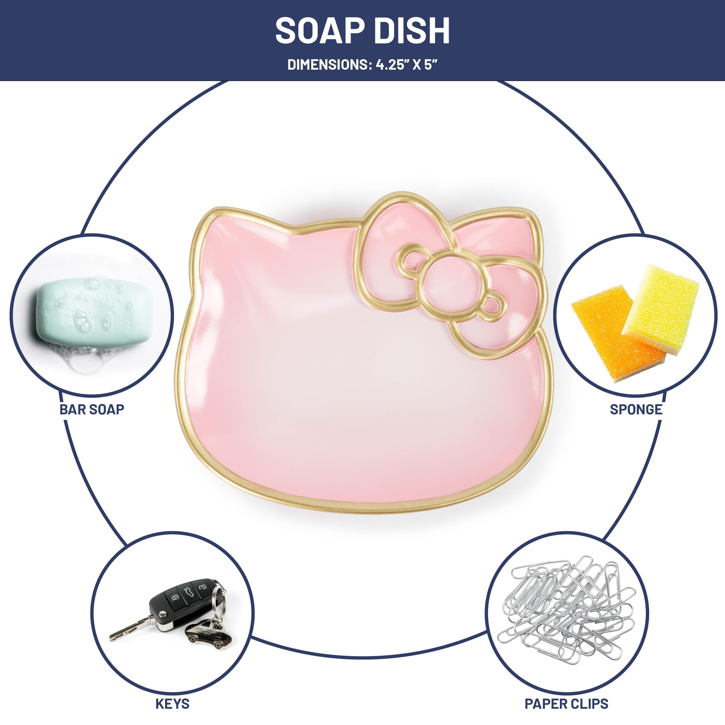 Hello Kitty Soap Dish - Pink Resin Bathroom Organizer for Jewelry & Sponges