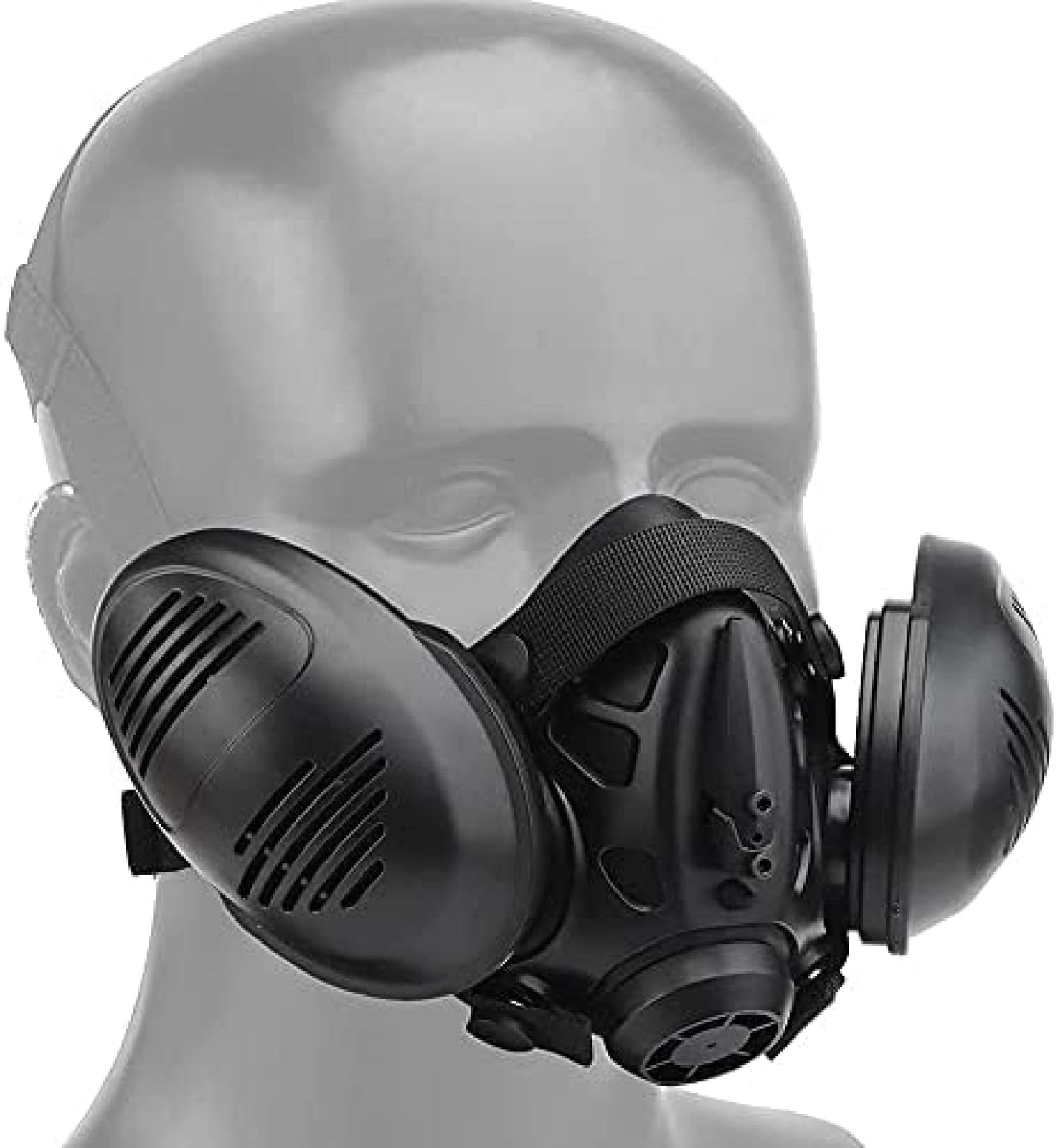 Fast Base Jump Helmet MH Style Airsoft Helmet - Tactical Respirator Mask for Paintball, Outdoor Sports, Hunting & Shooting (Black, 22x11cm) - Perfect for Airsoft Battles, Paintball Games & Tactical Training