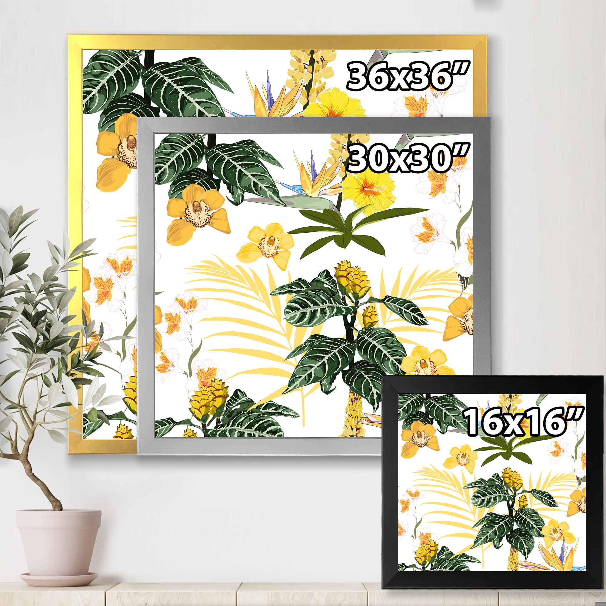 Modern Framed Wall Art with Beautiful Flower Patterns - Perfect for Living Room, Bedroom & Office Decor