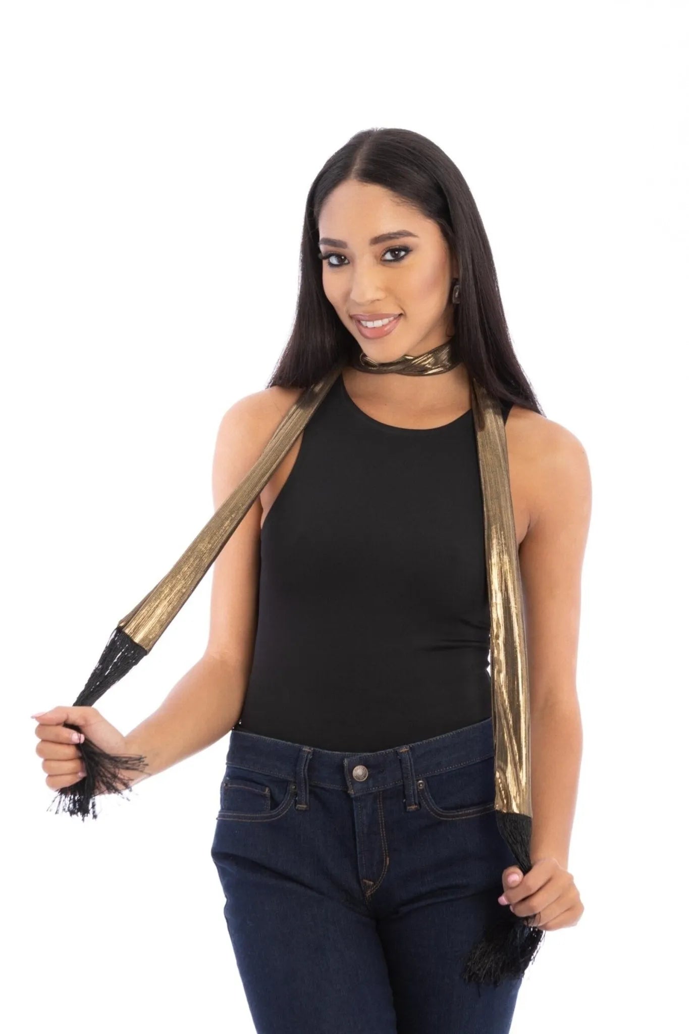 Hand Stitched Skinny Tassels Scarf - Lightweight Fashion Accessory for Women | Perfect for Fall, Winter & Everyday Outfits