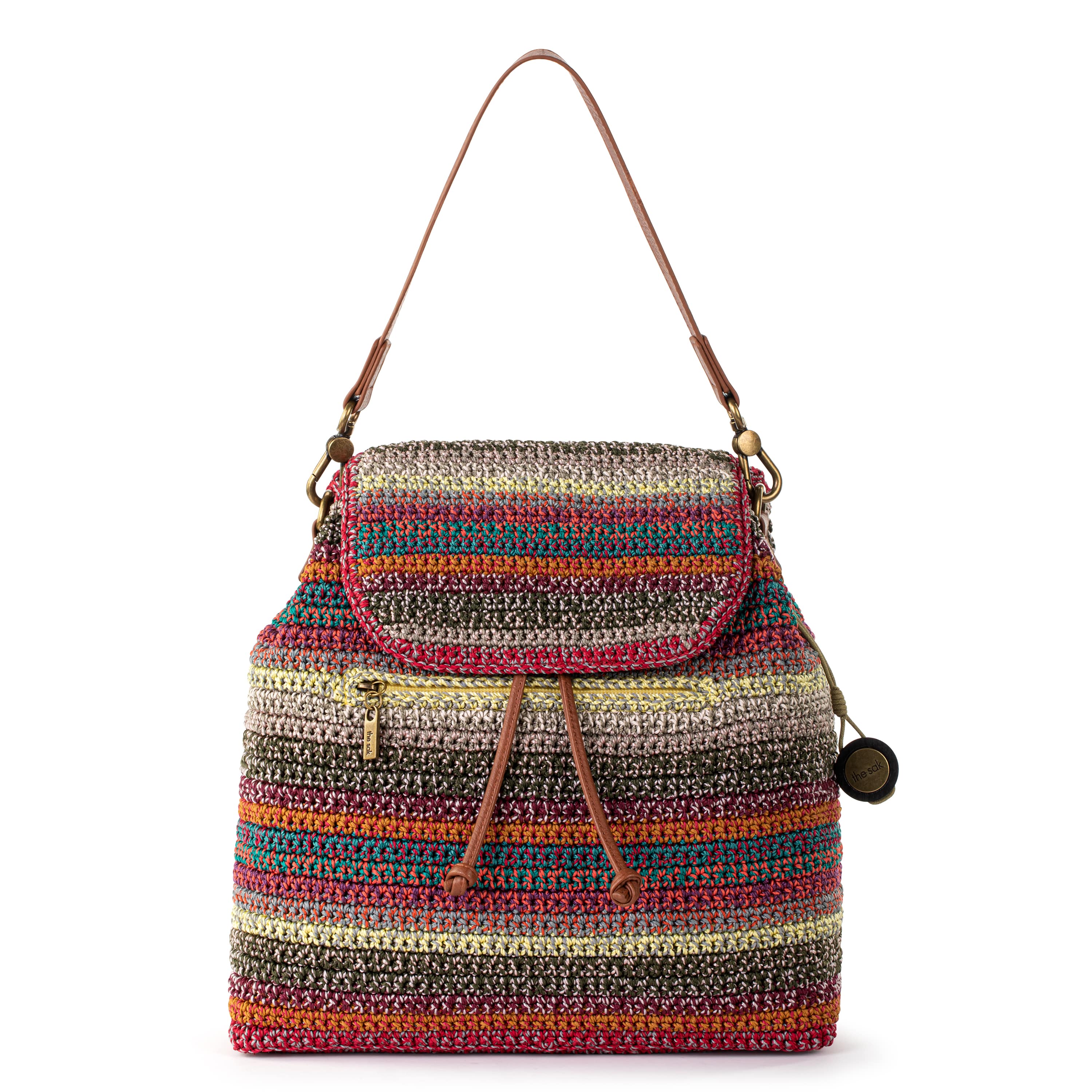 Sayulita Hand Crochet Backpack - Sunset Stripe Pattern - Perfect for Beach, Travel & Festival Use