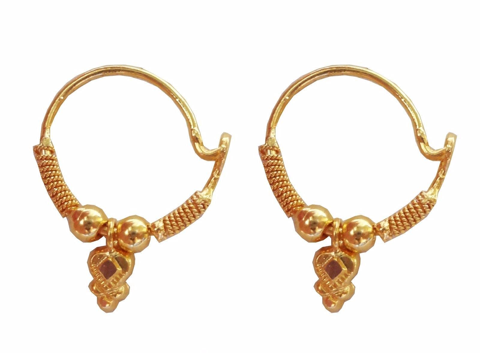 22K/18K Solid Gold Hoop Earrings - Exquisite Leaf Design Jewelry for Women & Men (17mm x 13mm) | Certified Fine Gold Bali Style Earrings - Perfect Gift for Her, Birthday & Special Occasions