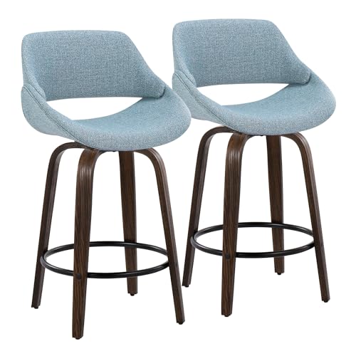 Blue Noise Fabric, Walnut Glazed Wood