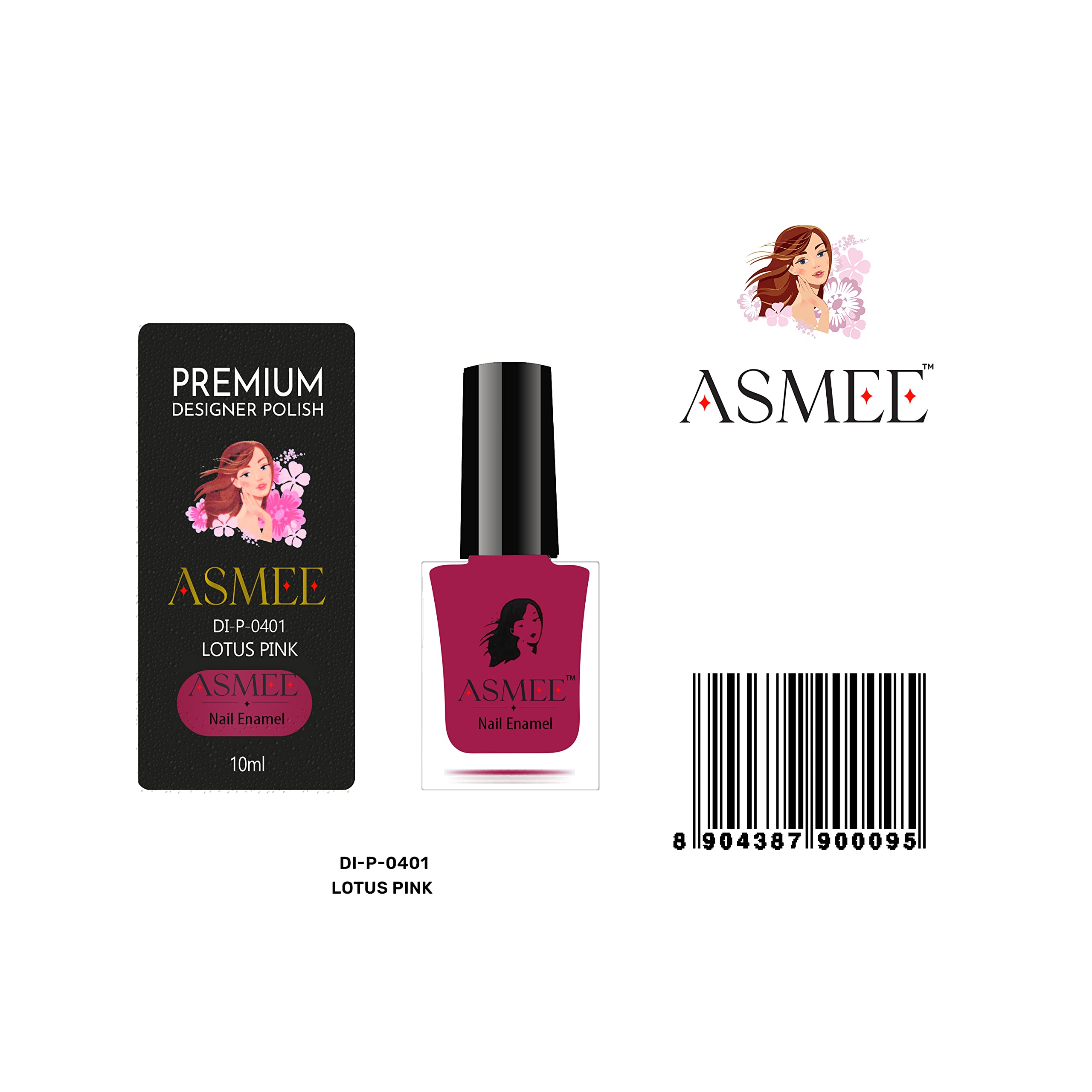 ASMEE Premium Nail Polish for Women - Quick Dry, Glossy Gel Finish, Paraben & Toxin Free, Long Lasting Nail Paint (10ML, Lotus Pink) - Perfect for Manicures, Pedicures, Nail Art & Special Occasions