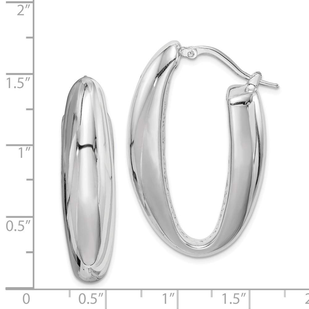 Sterling Silver Polished Rhodium Plated Hollow Hoop Earrings for Women - Lightweight & Hypoallergenic Jewelry for Everyday Wear, Parties & Gifts