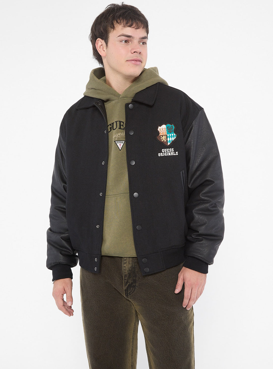 Guess Originals Crest Letterman Jacket - Vintage Varsity Style Jacket for Men & Women | Perfect for School, Sports & Casual Outfits