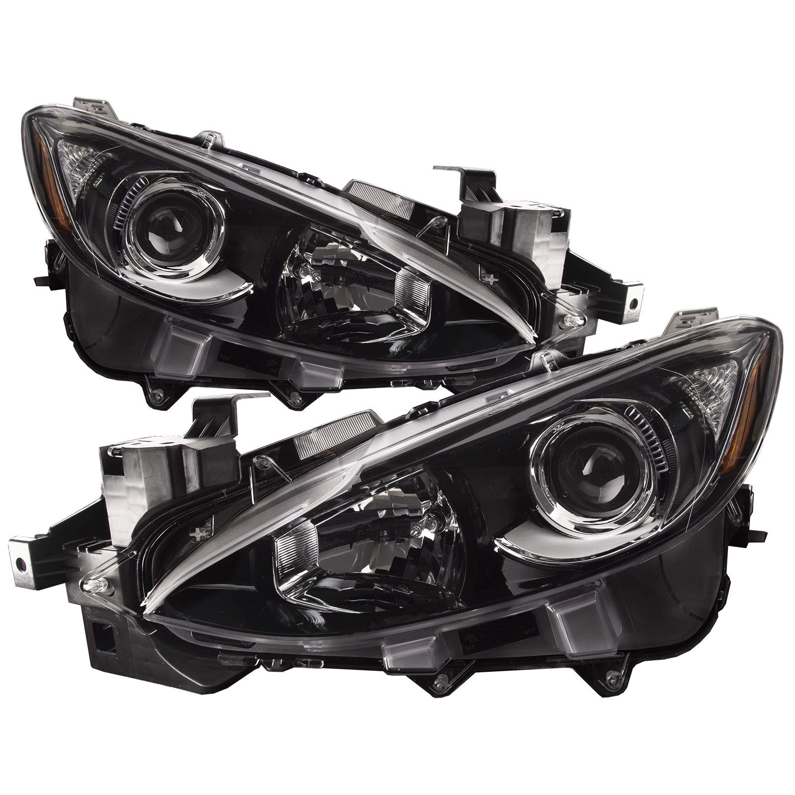 HEADLIGHTSDEPOT Halogen Headlight Set - Left & Right CAPA Certified Replacement for Mazda 3 2014-2016 (Sedan/Hatchback) - High Visibility Night Driving & Fog Light Solution