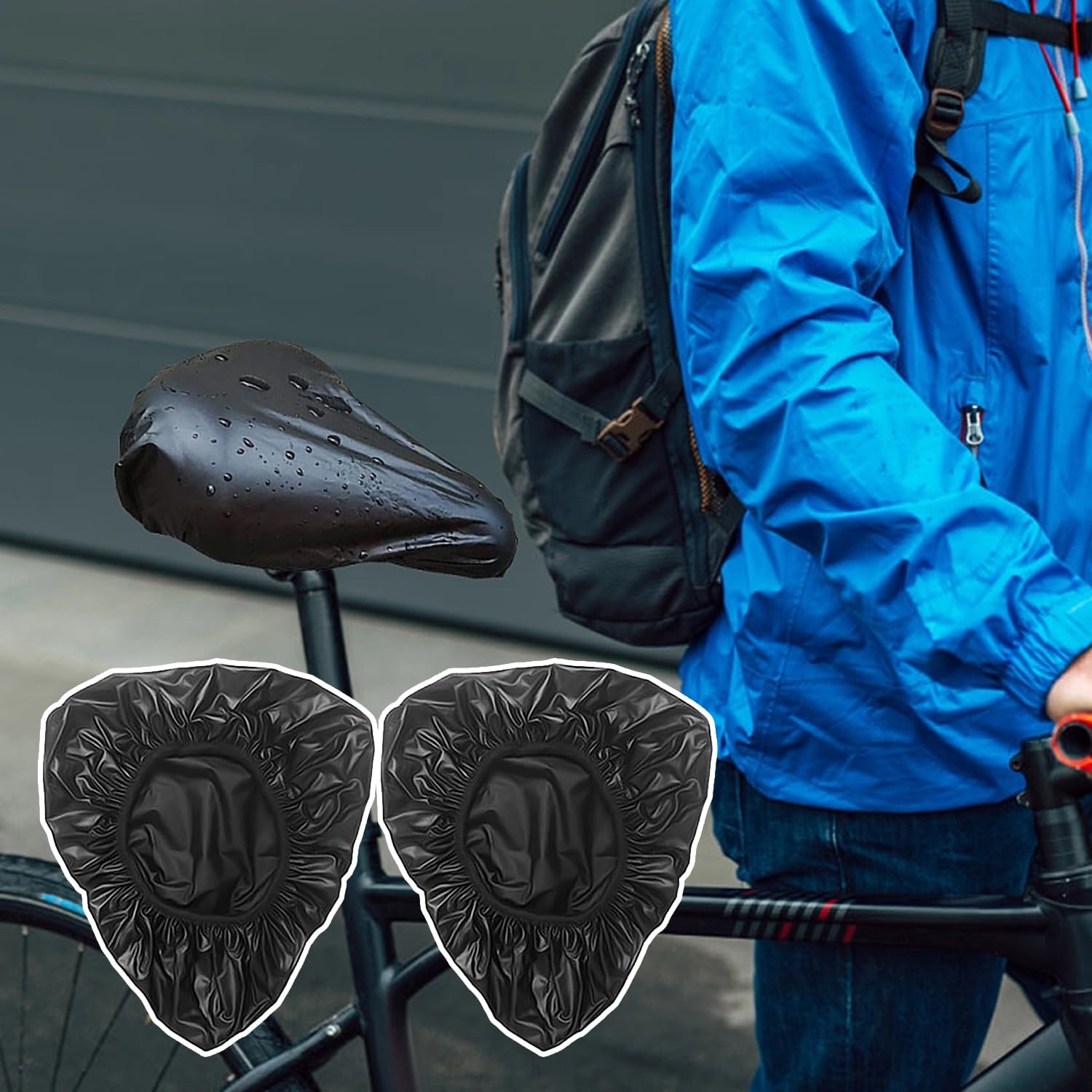 2 Pack Universal Waterproof Bike Seat Cover - Rainproof & Dust Resistant Bicycle Saddle Protector for Outdoor Cycling, Commuting & All Weather Protection