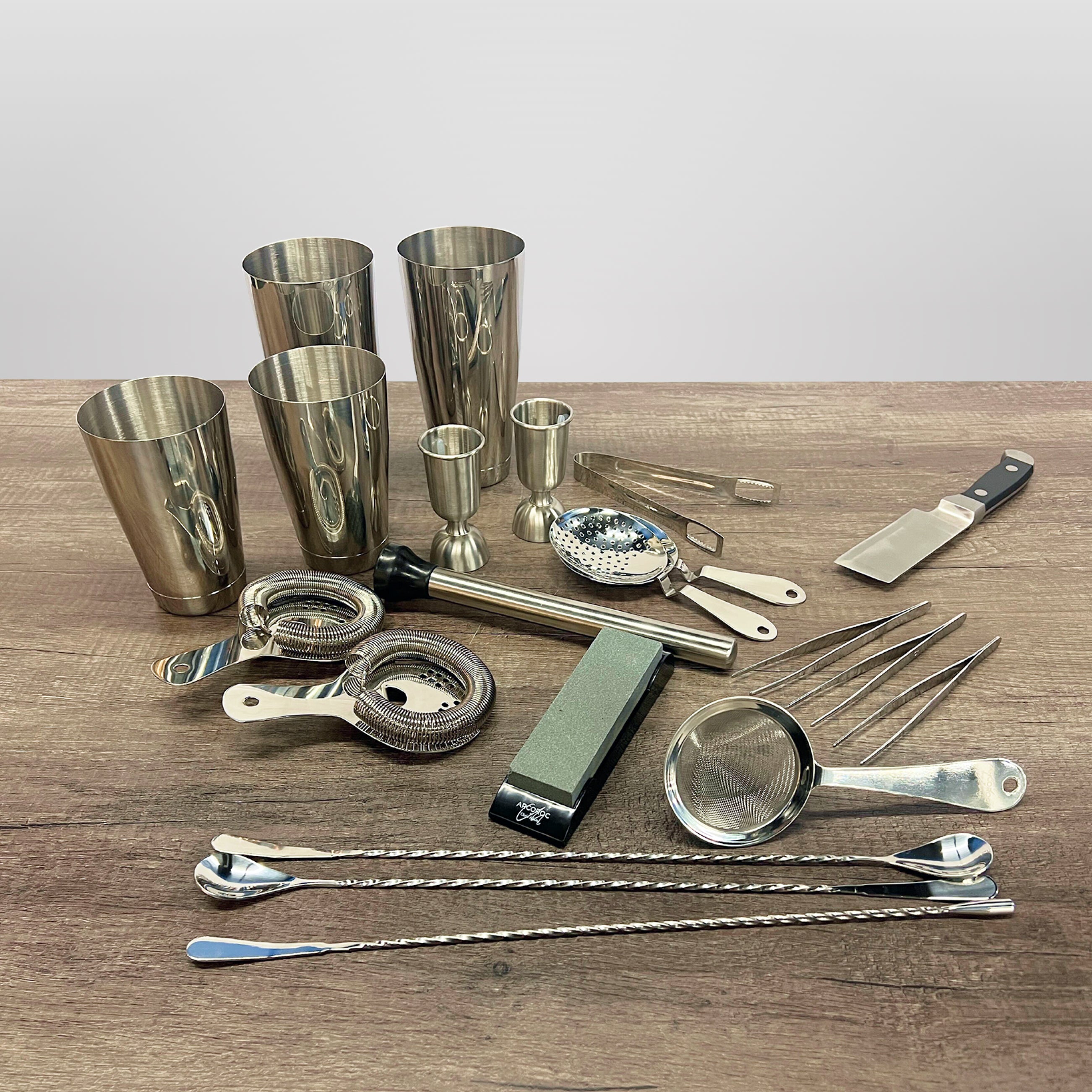 Arcoroc by Chris Adams CAP22 21-Piece Mixology Barware Set - Professional Cocktail Making Kit for Home Bars & Parties