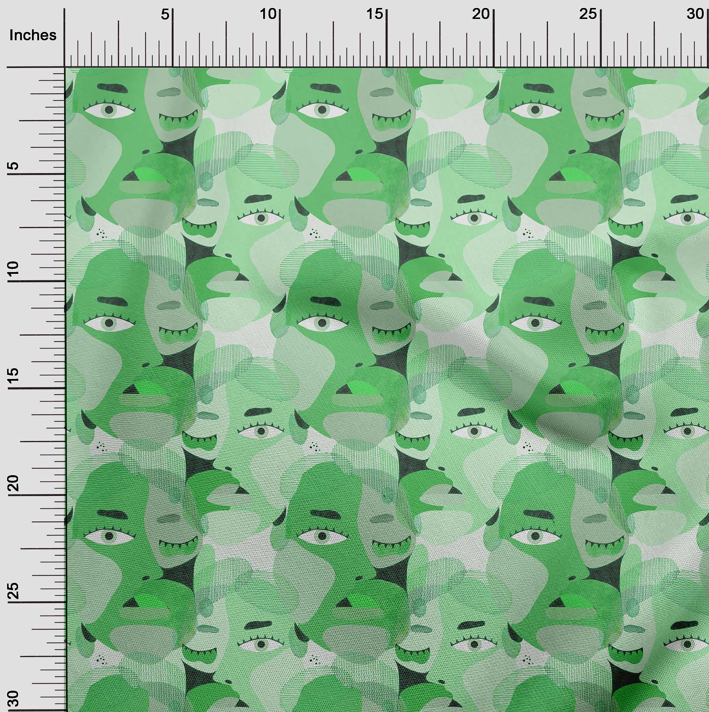 oneOone Polyester Spandex Green Abstract Print Fabric - 56 Inch Wide DIY Clothing & Quilting Material for Face Masks, Dresses, and Home Decor Projects