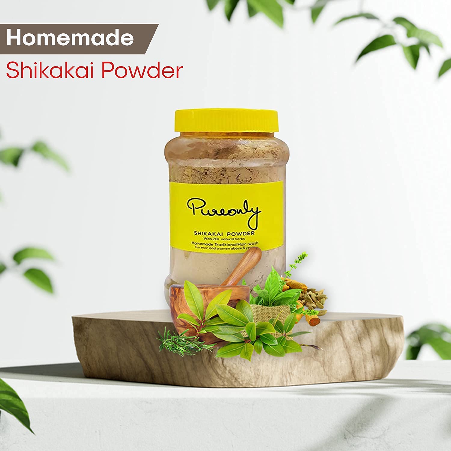 PureOnly Natural Shikakai Powder with 20+ Herbs for Hair Growth & Scalp Care - No Foam, 200g - Ideal for DIY Hair Wash, Ayurvedic Treatments & Natural Hair Care Routine
