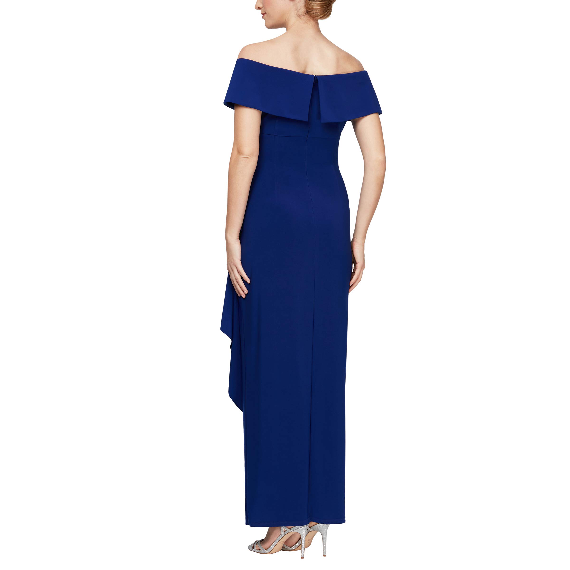Alex Evenings Women's Long Foldover Off-The-Shoulder Formal Gown - Elegant Mother of The Bride Dress for Weddings, Galas & Special Occasions