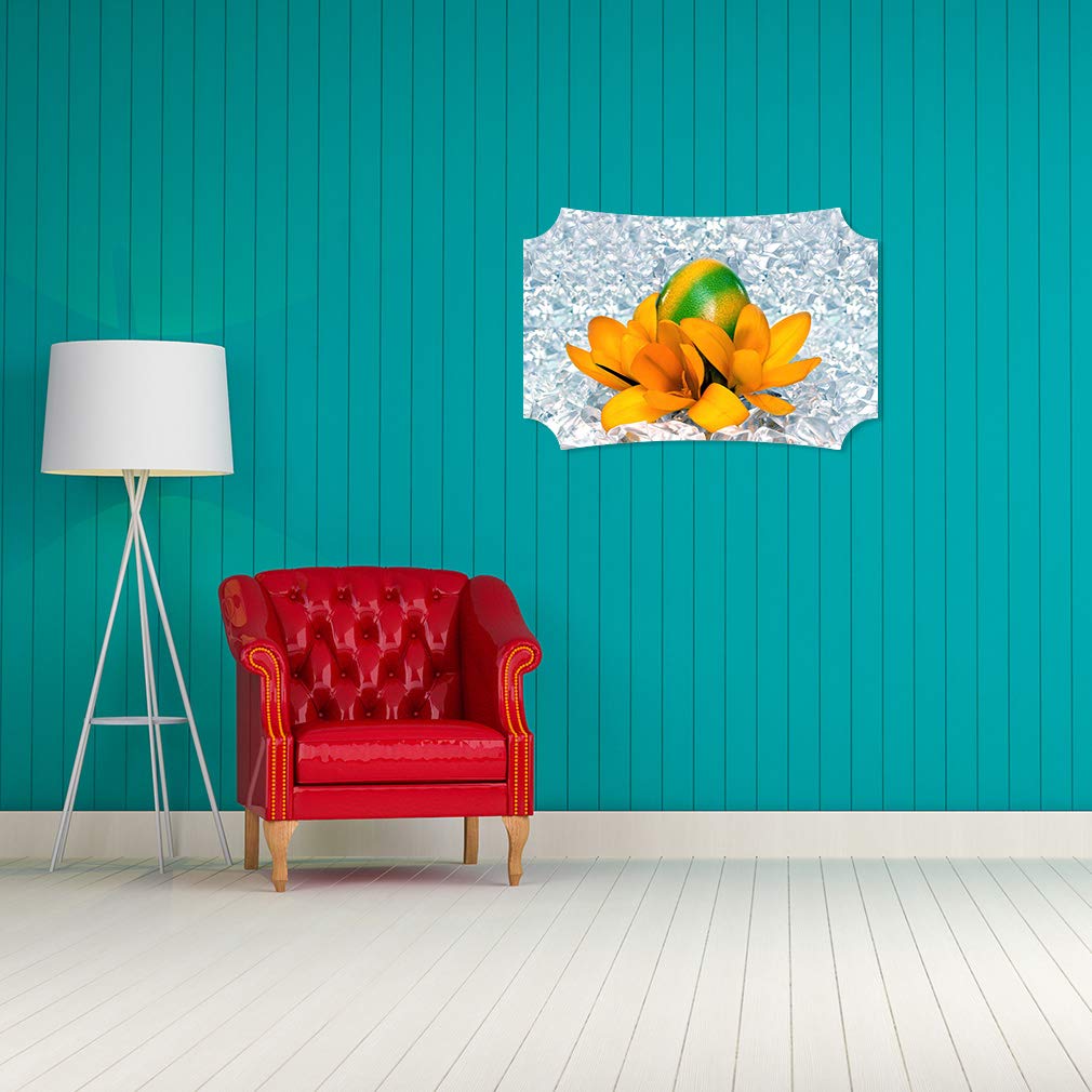 Easter Egg Floral Wall Art - 7x5 Inches Horizontal Home Decor Picture Frame with Berlin Shape - Perfect for Spring & Easter Decorations, Living Room, Bedroom, or Office
