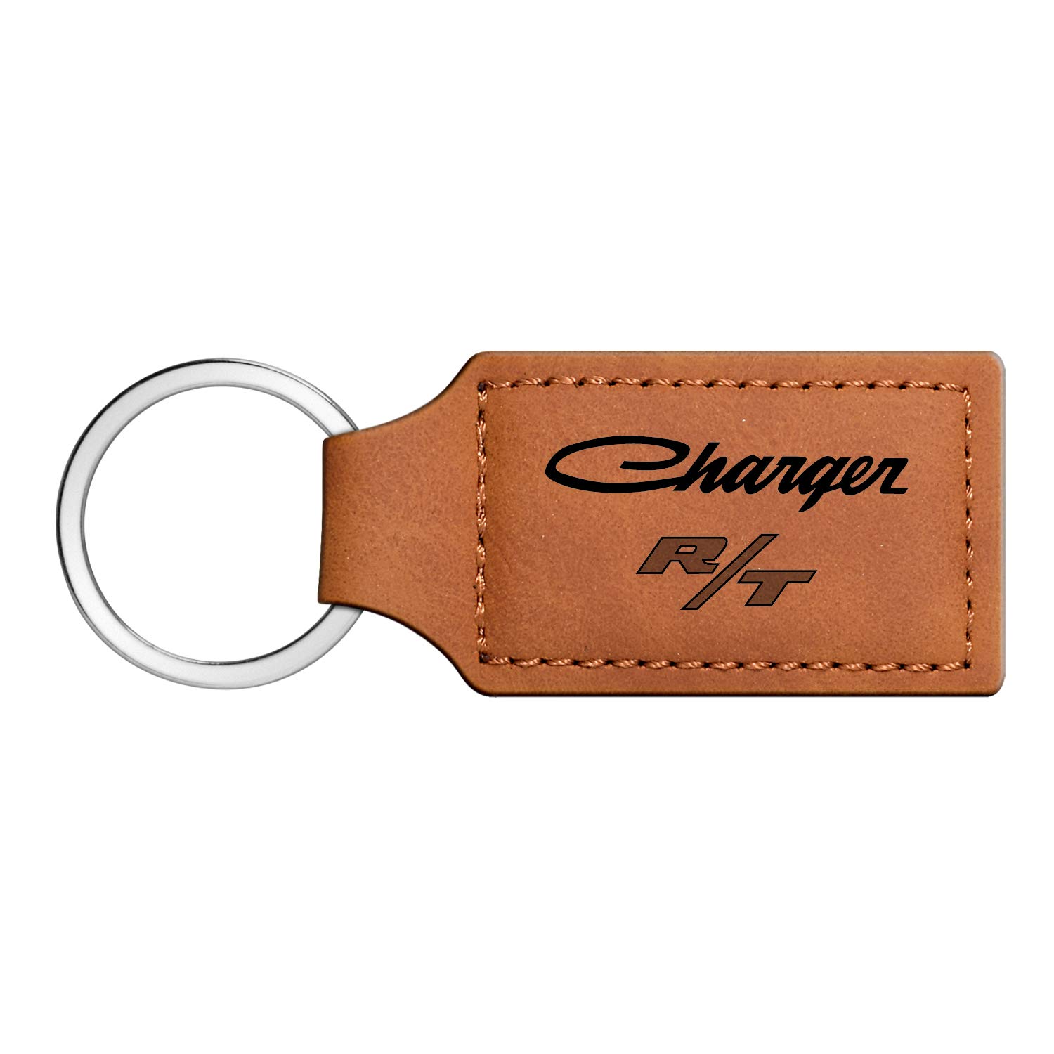 Genuine Brown Leatherette Key Chain for Dodge Charger R/T - Classic Rectangular Design - Perfect for Car Enthusiasts & Gift Giving