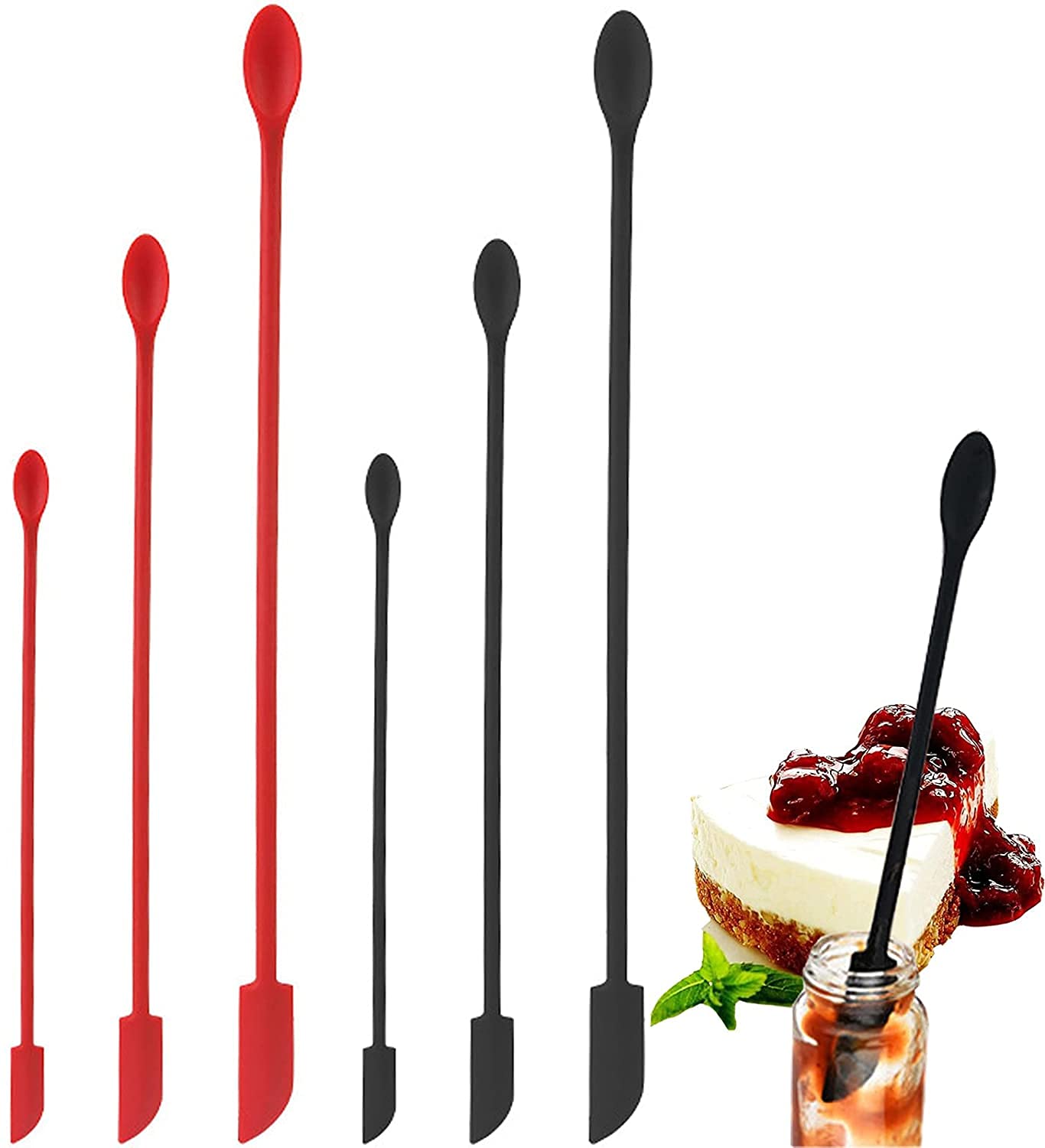 6-Pack Mini Silicone Spatulas - Reusable Double-Ended Small Jar Spoons for Kitchen Baking, Cosmetics & Beauty Products | Perfect for Jars, Bottles, Creams & Tight Containers