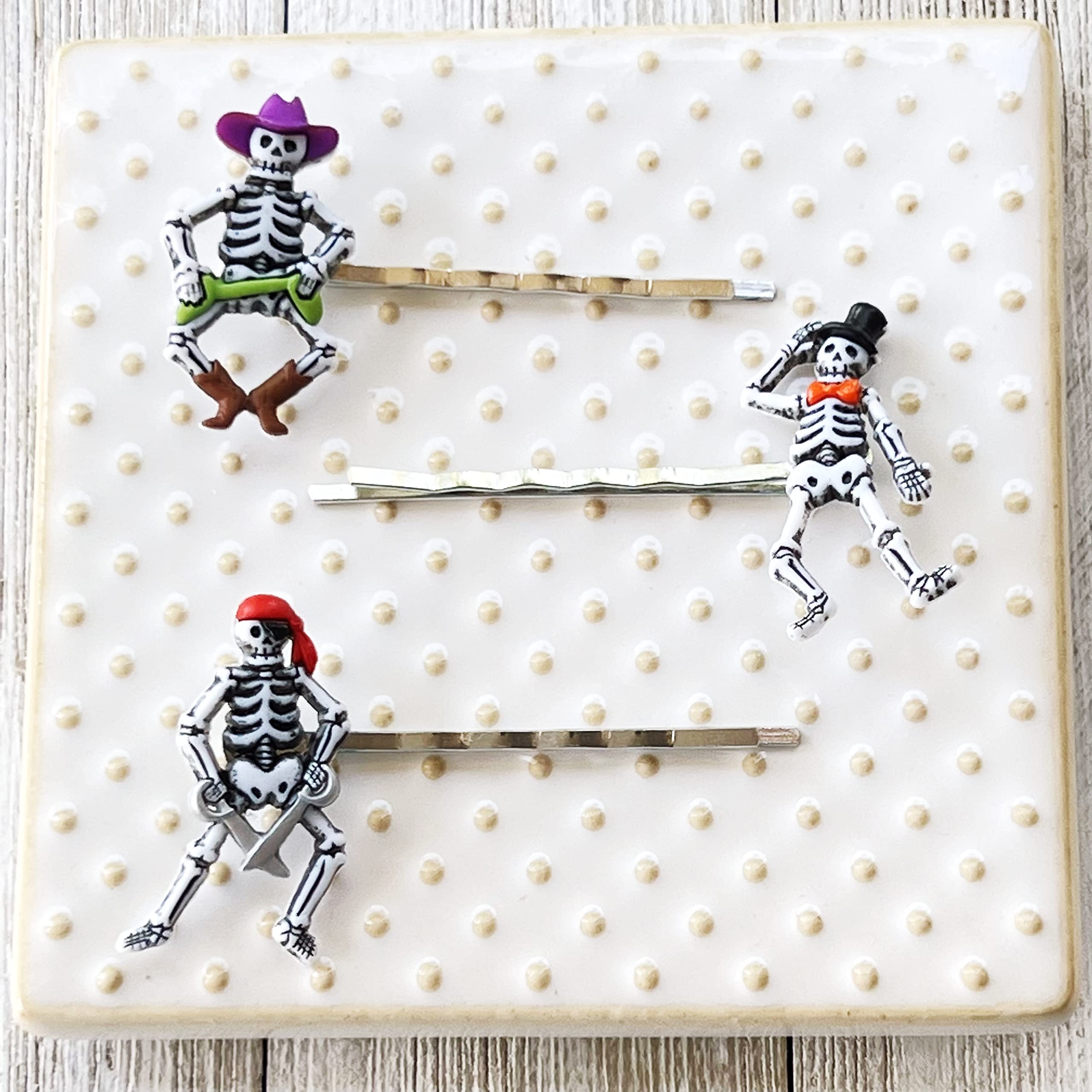 Fun Halloween Hair Clips - Dancing Skeleton Bobby Pins for Women & Costumes
