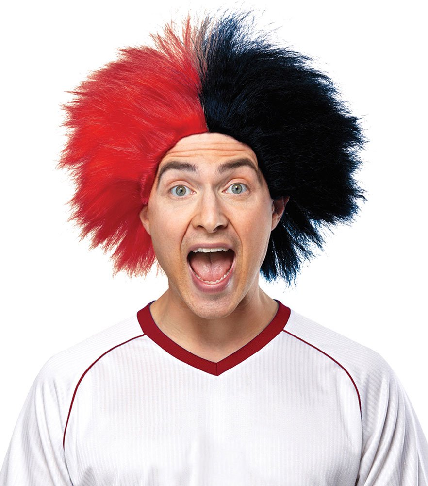 Red and Black Sports Wig for Cosplay & Halloween - Morris Costumes Synthetic Hair Wig for Costumes, Parties, and Themed Events