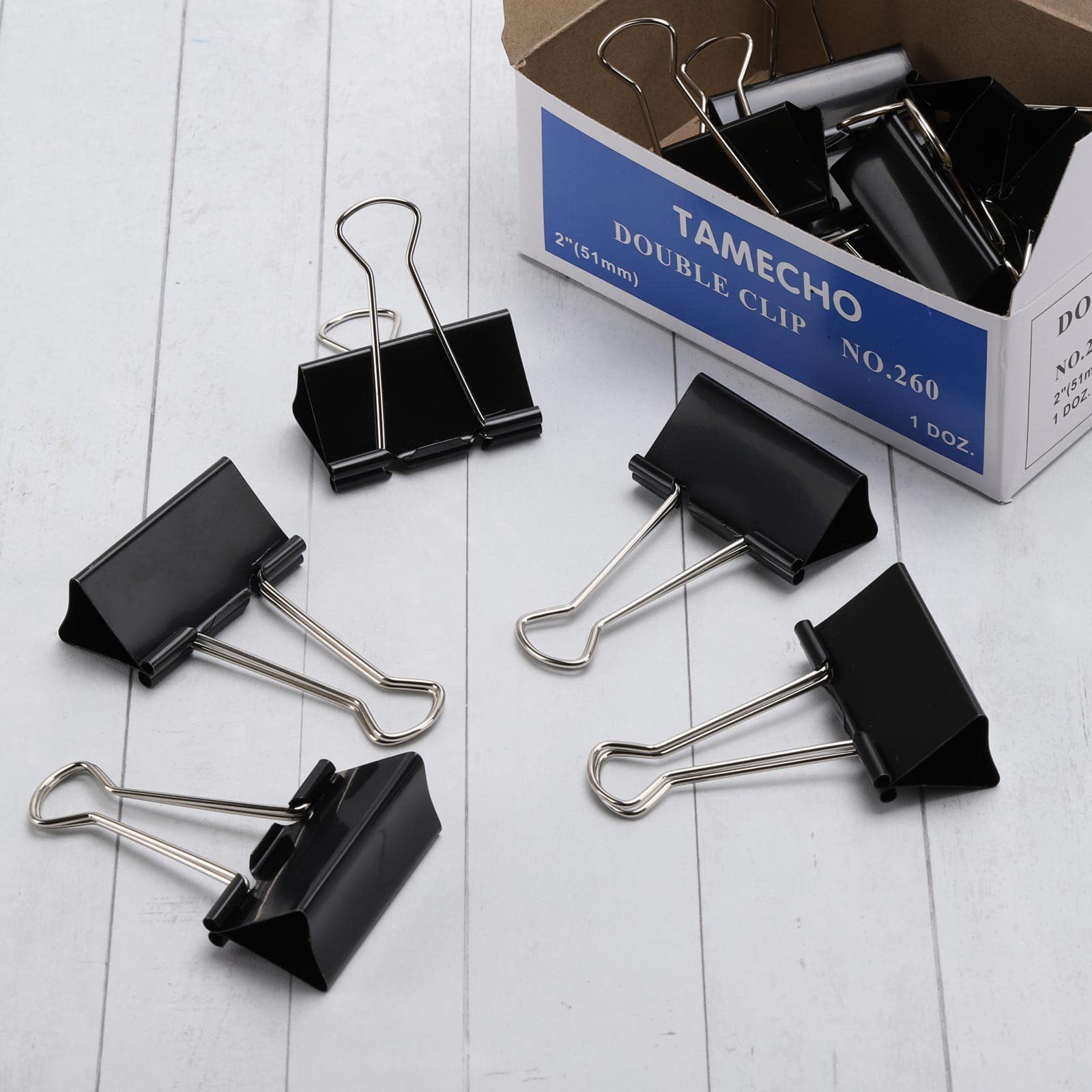 60Pcs Large Binder Clips 2 Inch - Heavy Duty Black Paper Clamps for Office Documents, School Projects, Organizing Files & Wall Art Displays