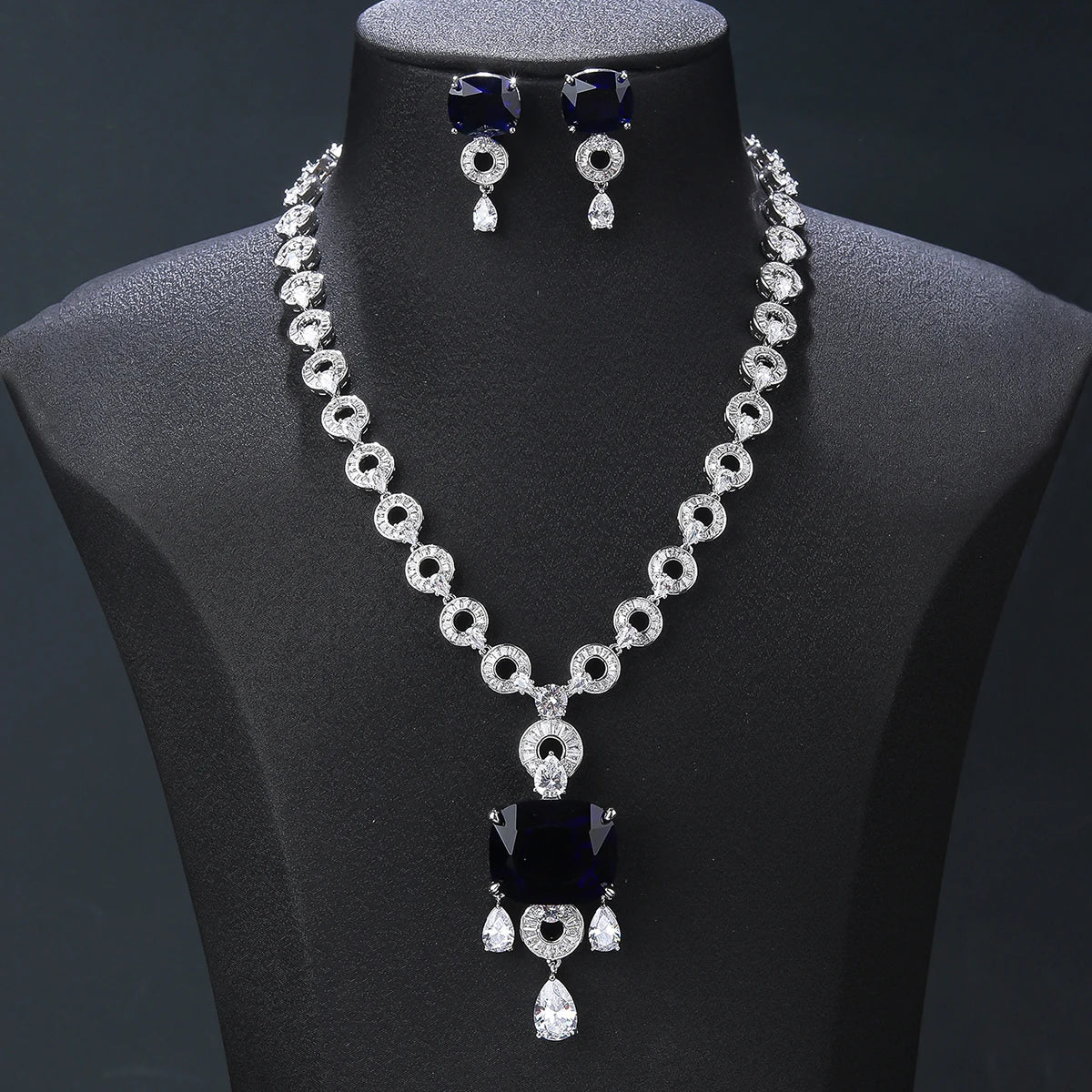 Luxury Elegant Cubic Zirconia Wedding Jewelry Set - Pendant Necklace & Earrings for Women, Bridal Party Accessories | Perfect for Weddings, Anniversaries, and Formal Events | Wholesale CN11532