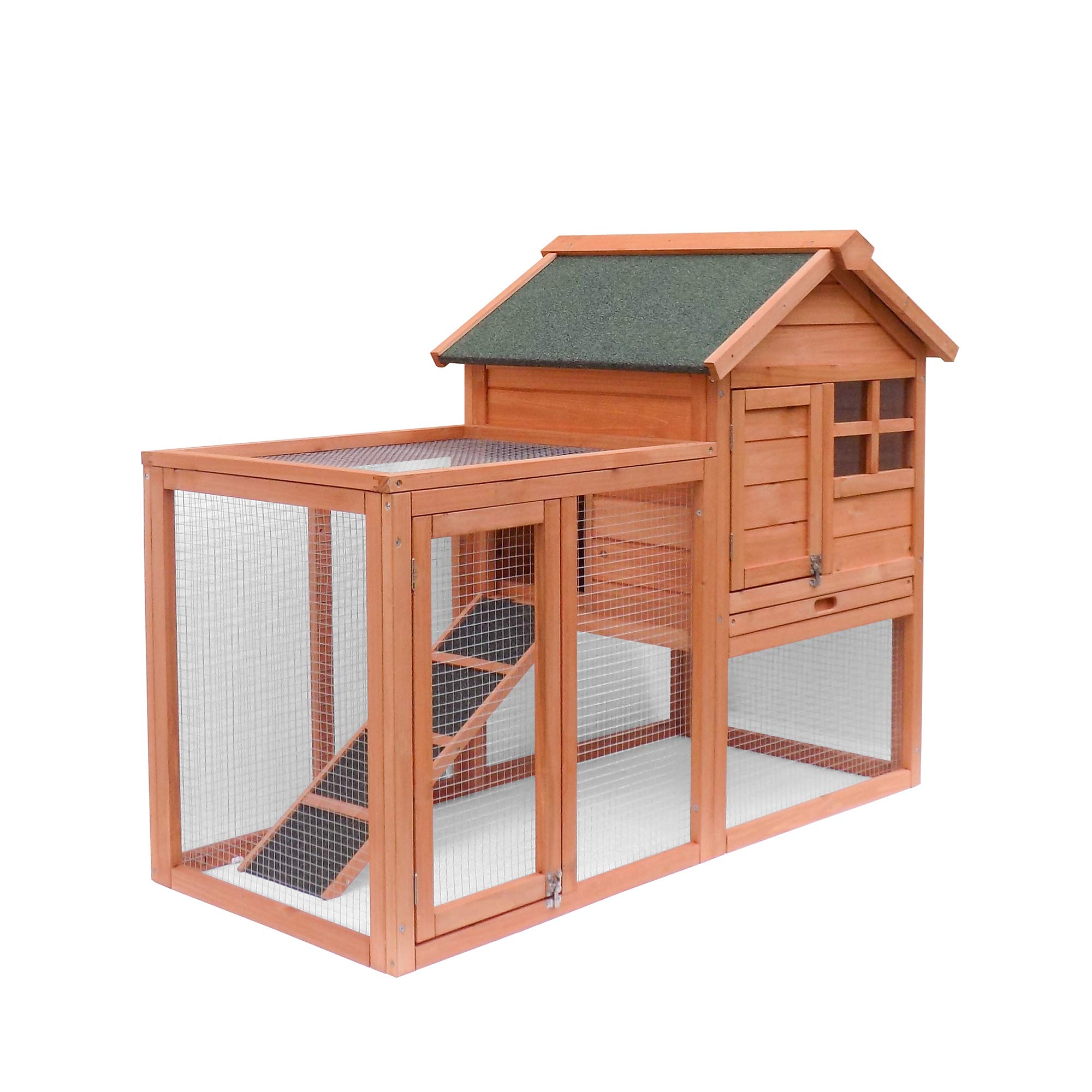 Merax 2-Story Rabbit Hutch Indoor & Outdoor Bunny Cage - Natural Wood Pet House with Removable Leak-Proof Tray | Perfect for Backyard, Garden, or Patio Use