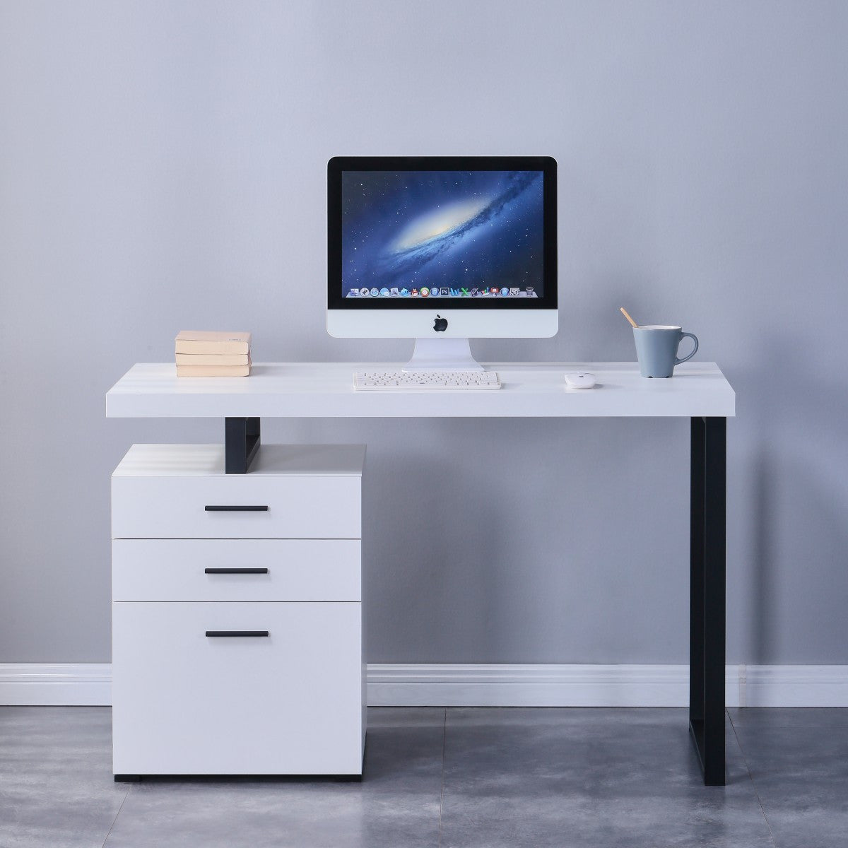Auden White Office Desk - Modern & Stylish Home Office Furniture for Small Spaces - Perfect for Remote Work, Study & Writing