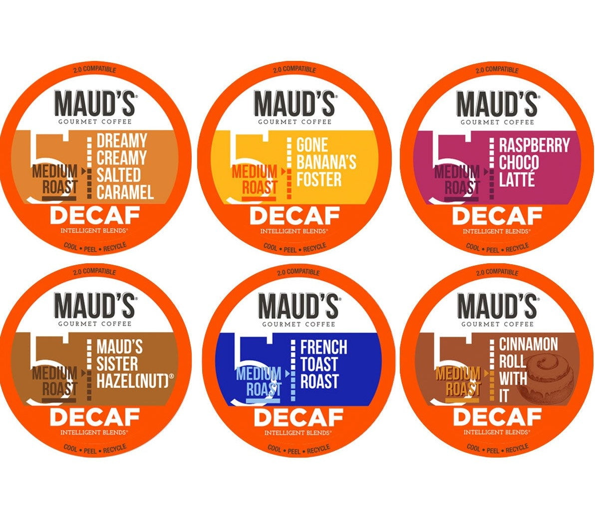Decaf Flavored Coffee Pods Variety Pack (6 Blends) - Maud's Premium Decaffeinated Coffee Capsules for Keurig Machines | Perfect for Home, Office & Gifting