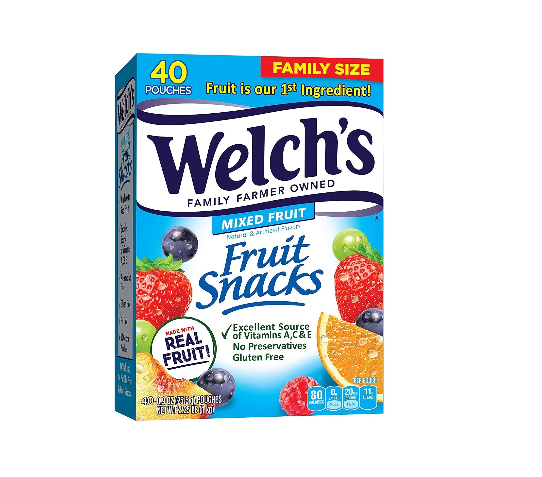 Welch's Mixed Fruit Snacks - 40 Pack, Gluten Free, Bulk (0.9 oz) - Perfect for School Lunches & On-the-Go