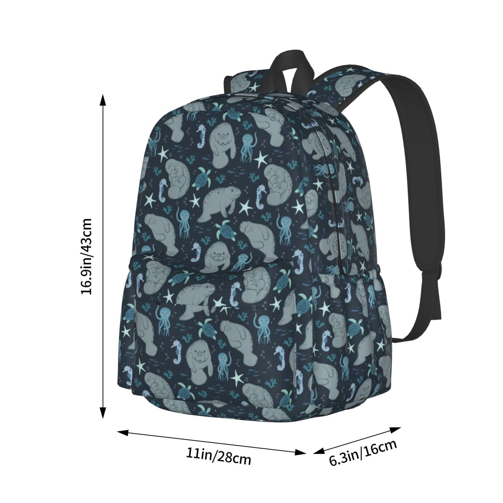 Manatees Travel Backpack for Women & Men - Waterproof Laptop Backpack for Work, School, Hiking & Camping - 17 Inch Computer Backpack with USB Charging Port - Perfect Carry-On Backpack for Travel, Commuting & Outdoor Adventures