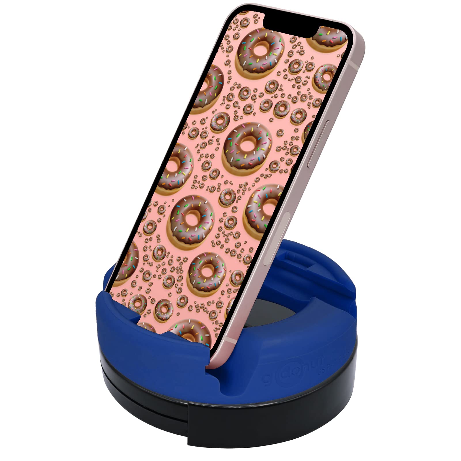360° Swivel Phone Stand Holder - Adjustable GoDonut Cell Phone & iPad Stand Desk Organizer - Compatible with iPhone, Tablet, Kindle & Most Smartphones (Blue) - Perfect for Office, Home, Travel & Video Calls