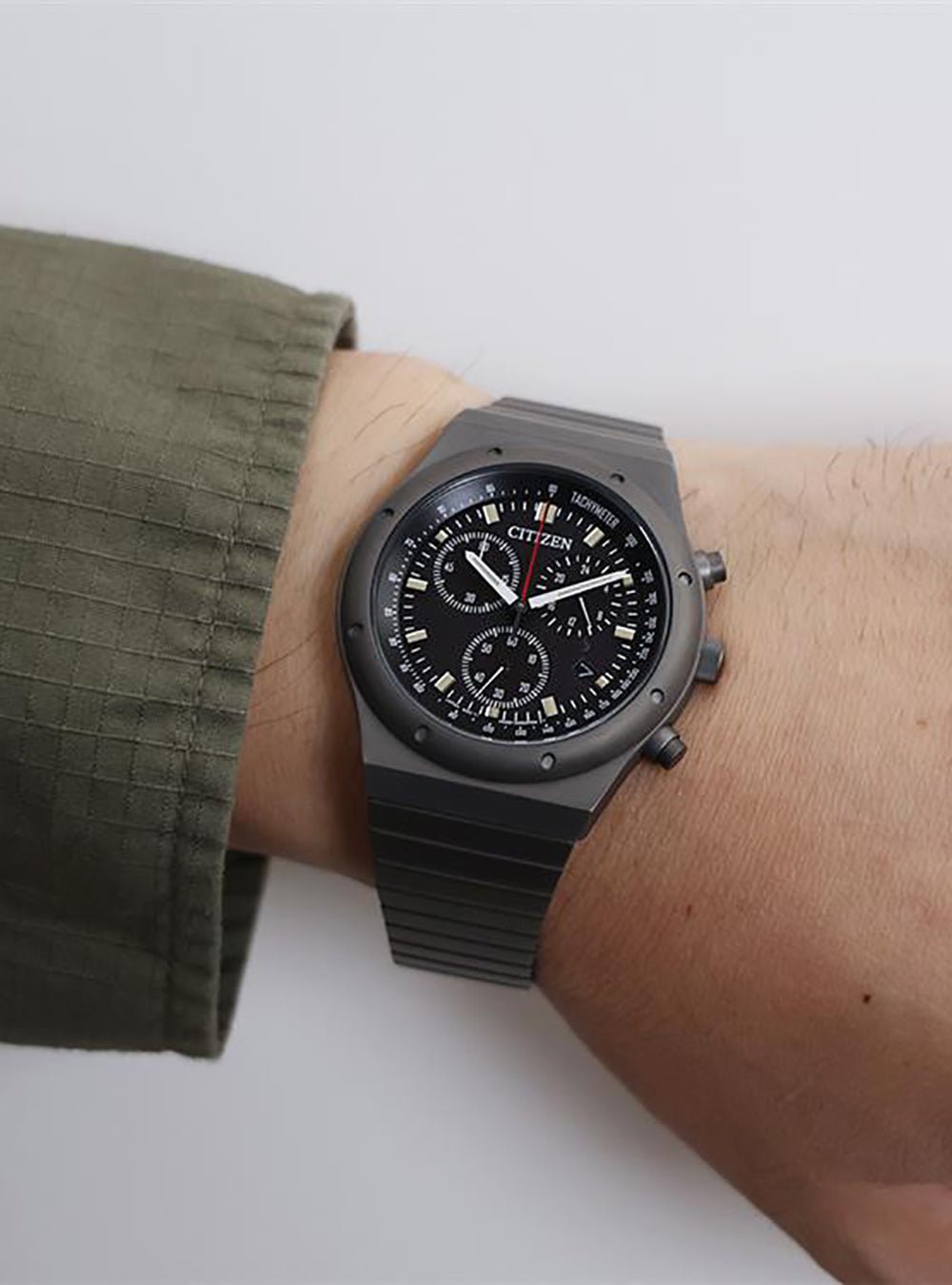 CITIZEN Chronograph Watch AT2558-51E - Limited Edition Japan JDM Movement, 1984 Record Label Collection - Perfect for Collectors & Vintage Watch Enthusiasts