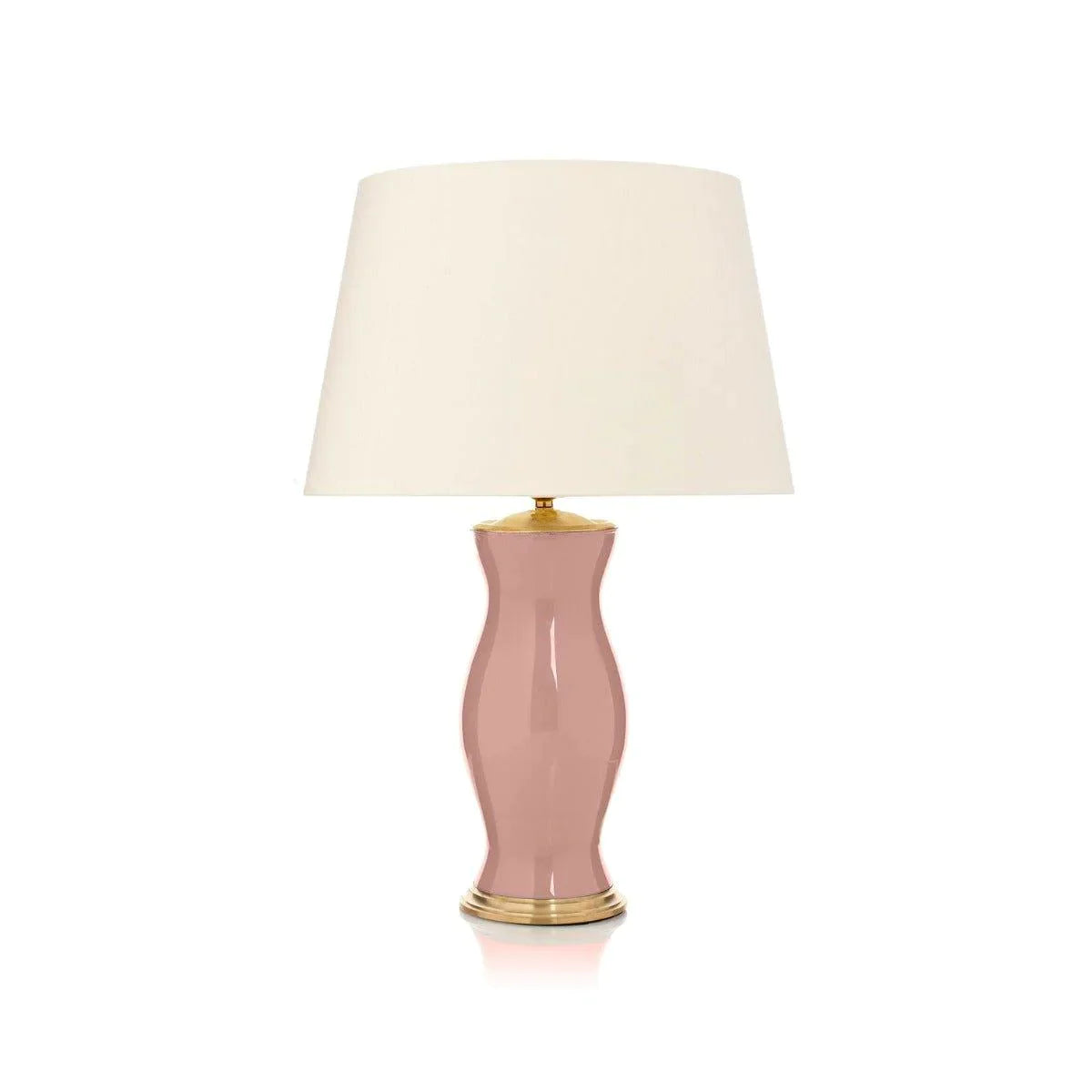Elegant Blush Pink Handblown Glass Table Lamp with Brass Accents - Perfect for Bedroom Nightstand, Living Room Decor & Romantic Ambiance Lighting