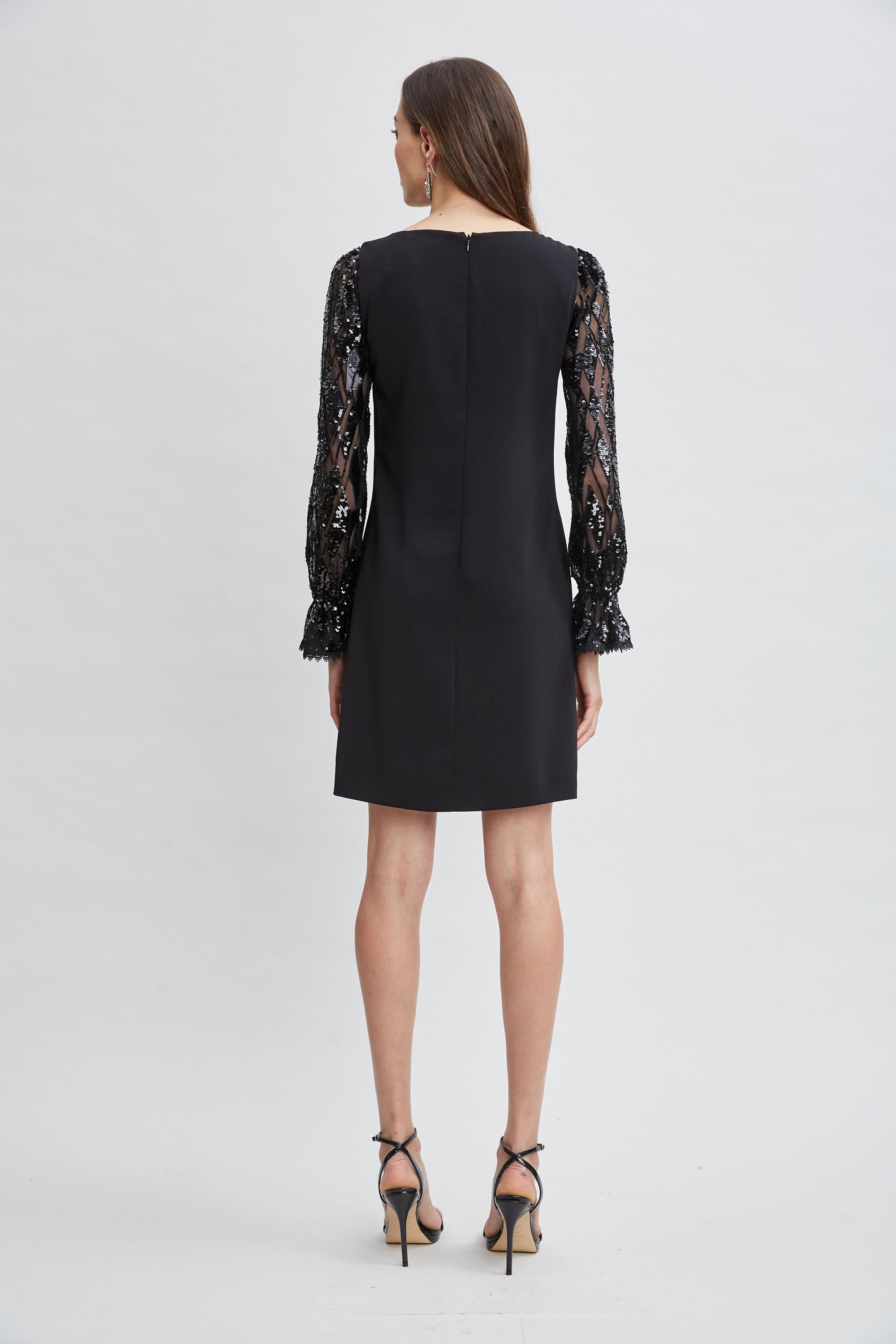 Sparkly Sequin Sleeve Shift Dress for Women - Elegant Party & Evening Gown for Night Out, Club, Wedding Guest, Holiday Celebration