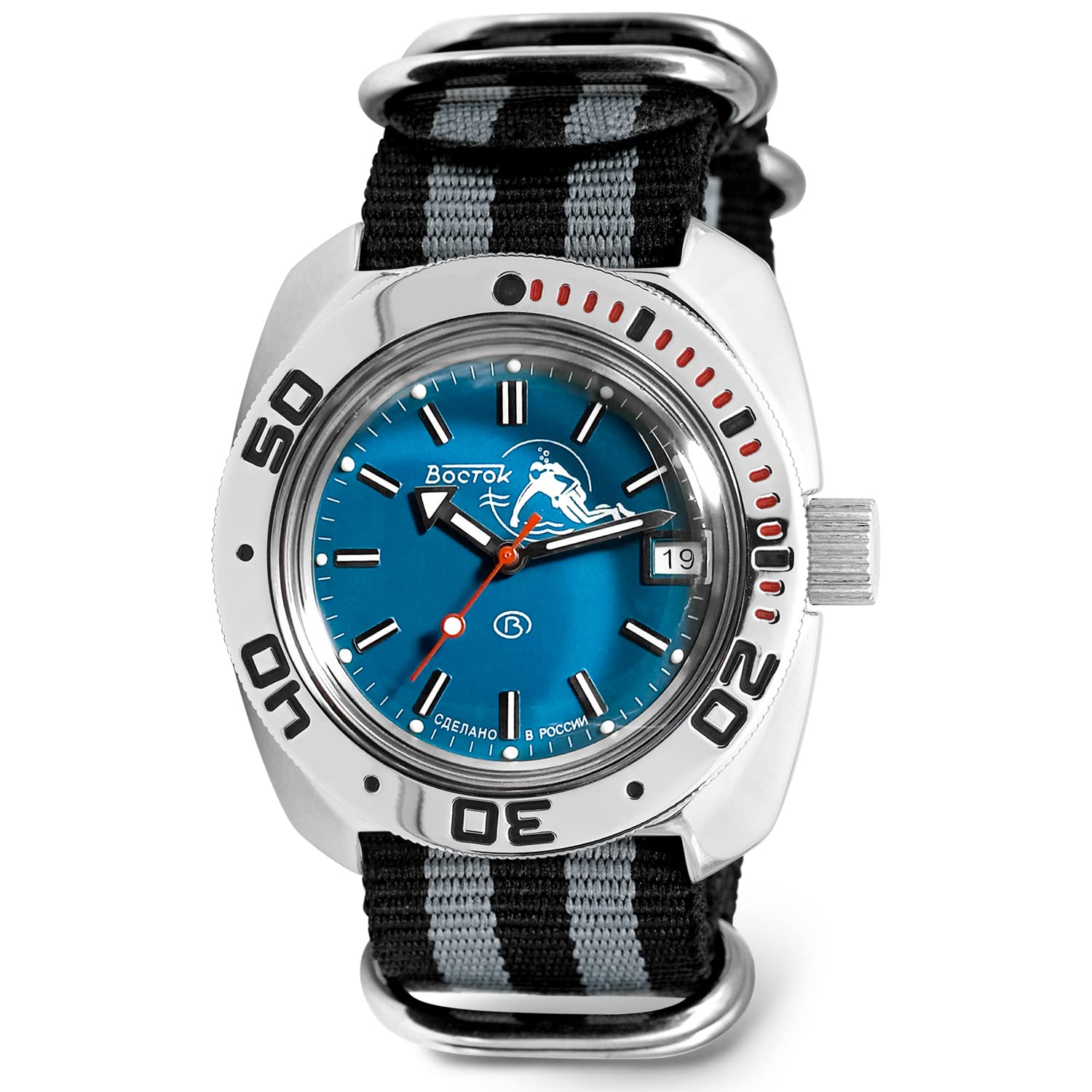 VOSTOK Amphibian Automatic Diver Watch 200m WR for Men - Business, Casual & Scuba Diving