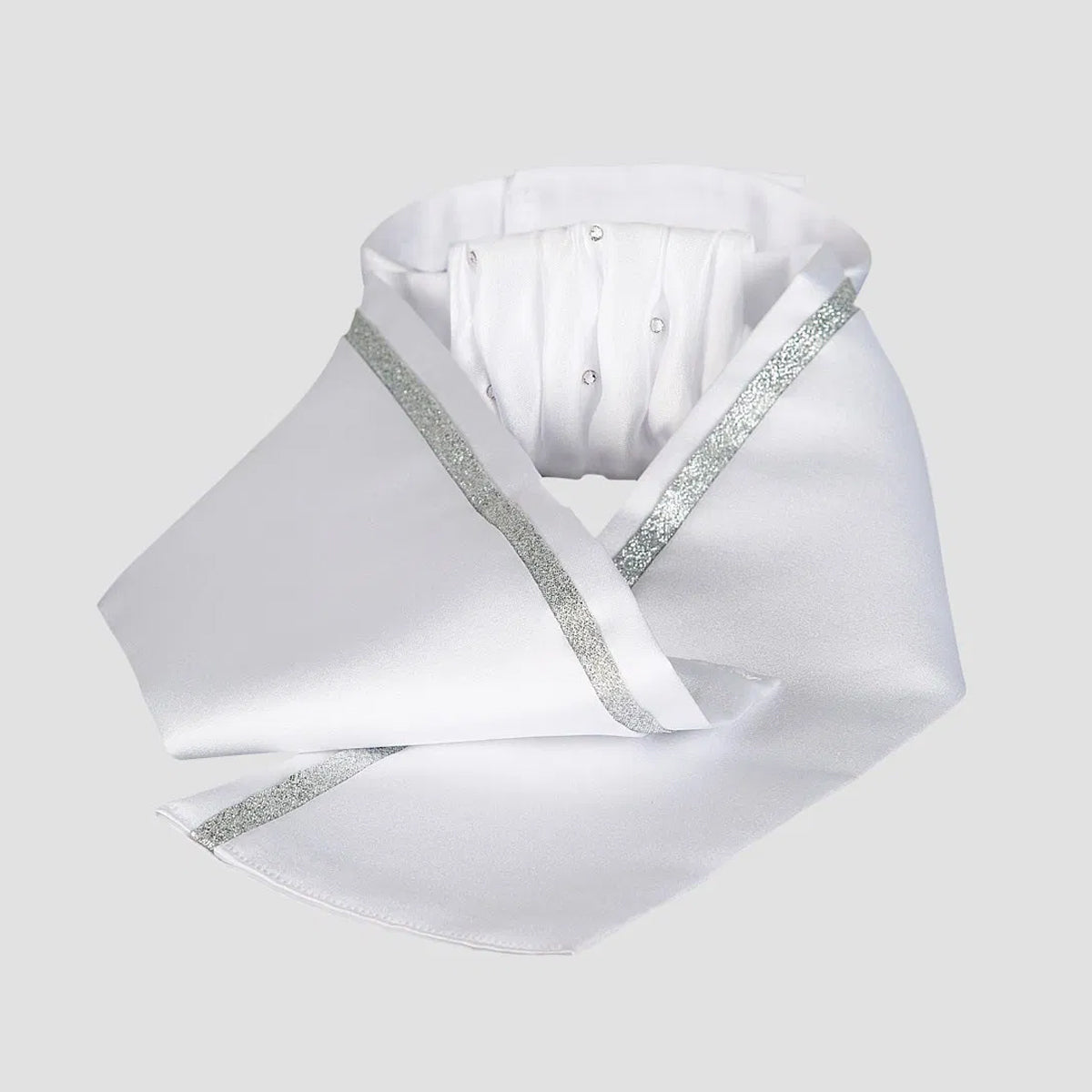 Equiline Cloe Stock Tie with Silver Ribbon - Elegant Equestrian Neckwear for Horse Riding & Dressage Competitions