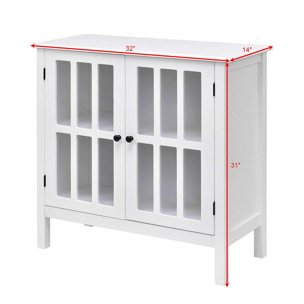 Modern White Storage Buffet Cabinet with Glass Doors - 32