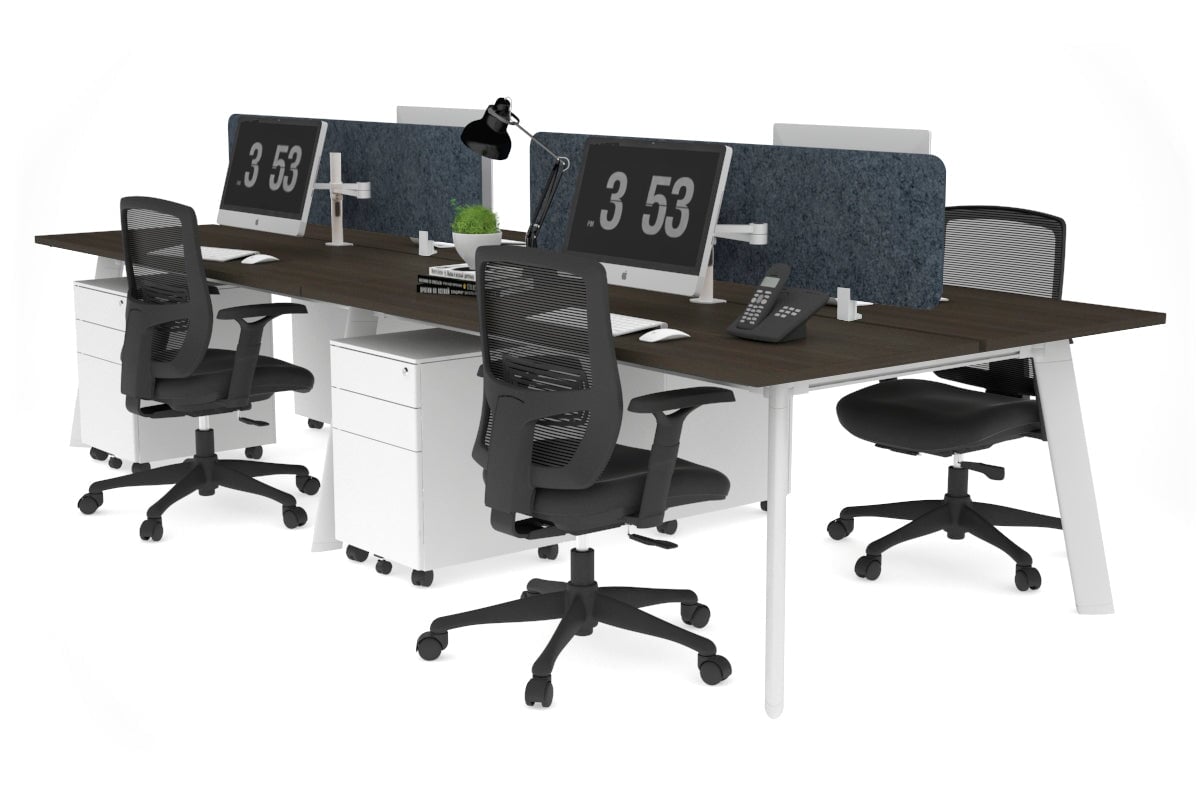 4-Person Workstation with White Frame - 1800L x 700W Office Desk for Collaborative Workspaces | Perfect for Team Projects, Coworking Spaces & Open Office Layouts