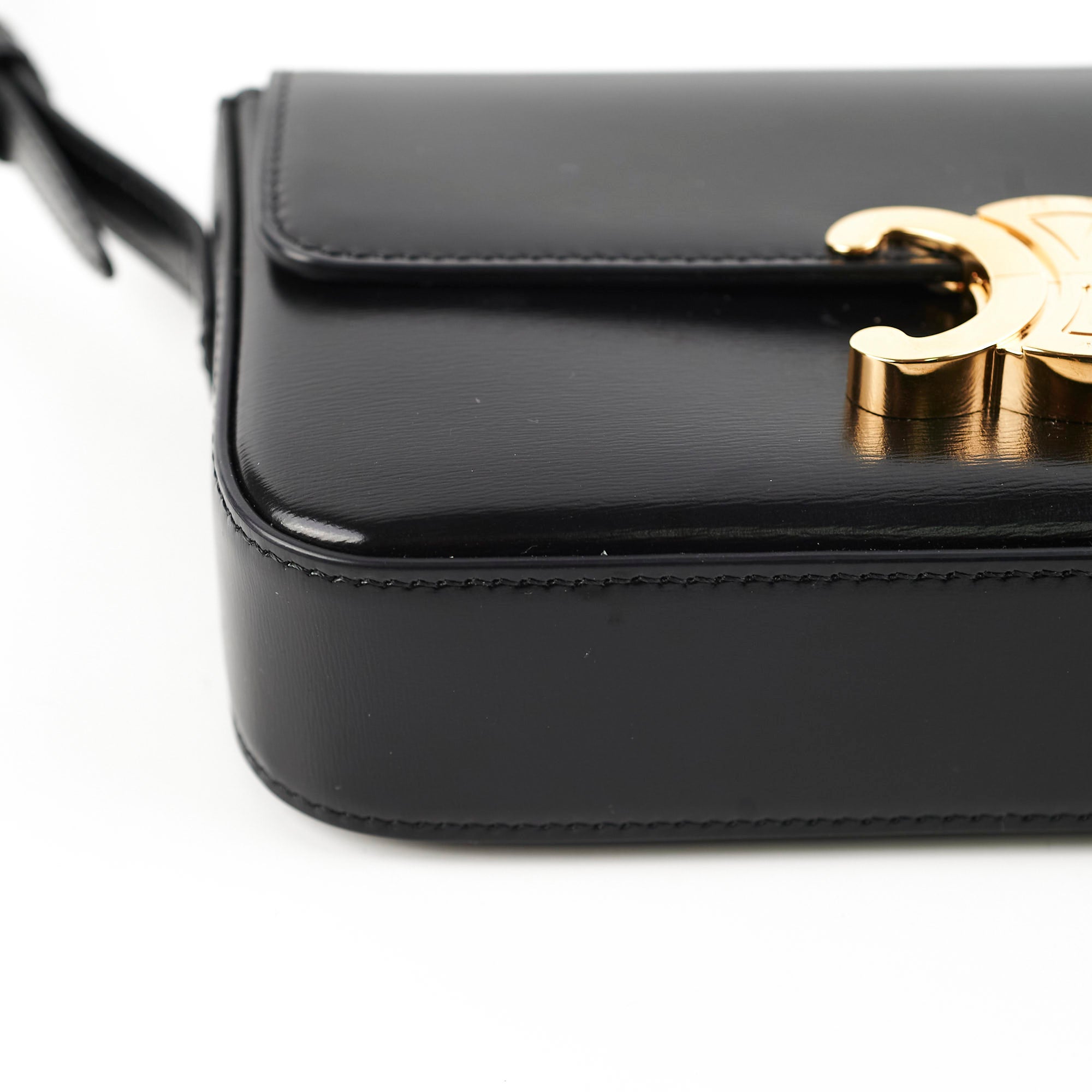 Celine Triomphe Black Leather Shoulder Bag for Women | Luxury Designer Handbag for Work, Travel & Evening Events