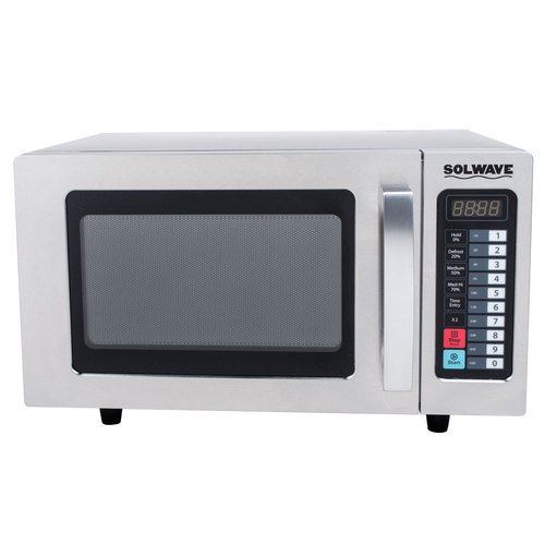 Solwave MW1000T 1000W Commercial Stainless Steel Microwave with Push Button Controls - 120V for Restaurants, Cafes & Fast Food Kitchens