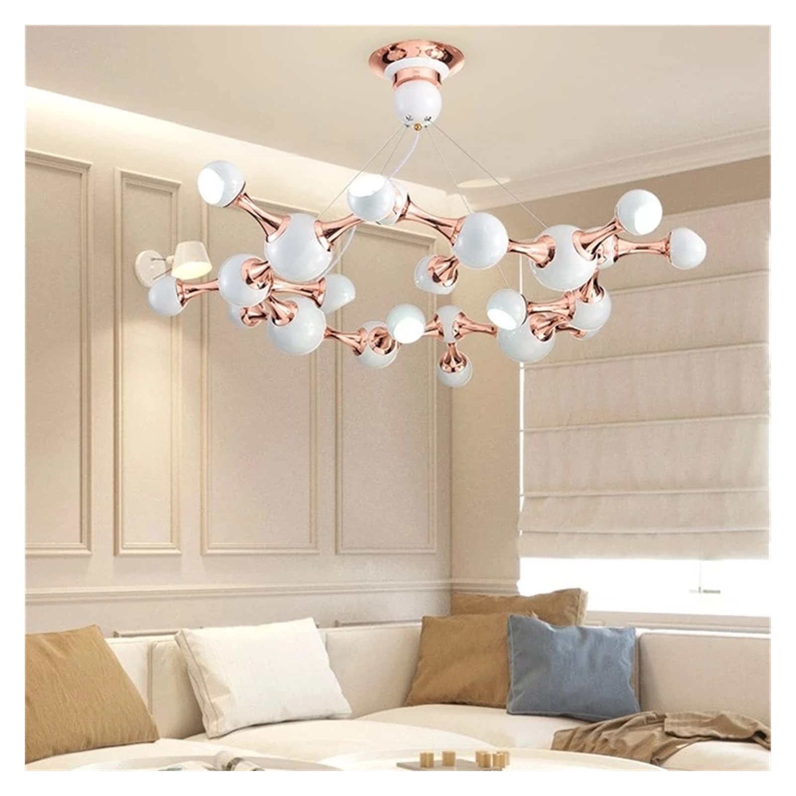 Modern LED Chandelier Light Fixture - Luxury Black & White Metal Ceiling Lamp for Dining Room, Villa & Indoor Lighting | G9 Bulb Compatible | Perfect for Home Decor, Wedding Venues & Restaurant Ambiance