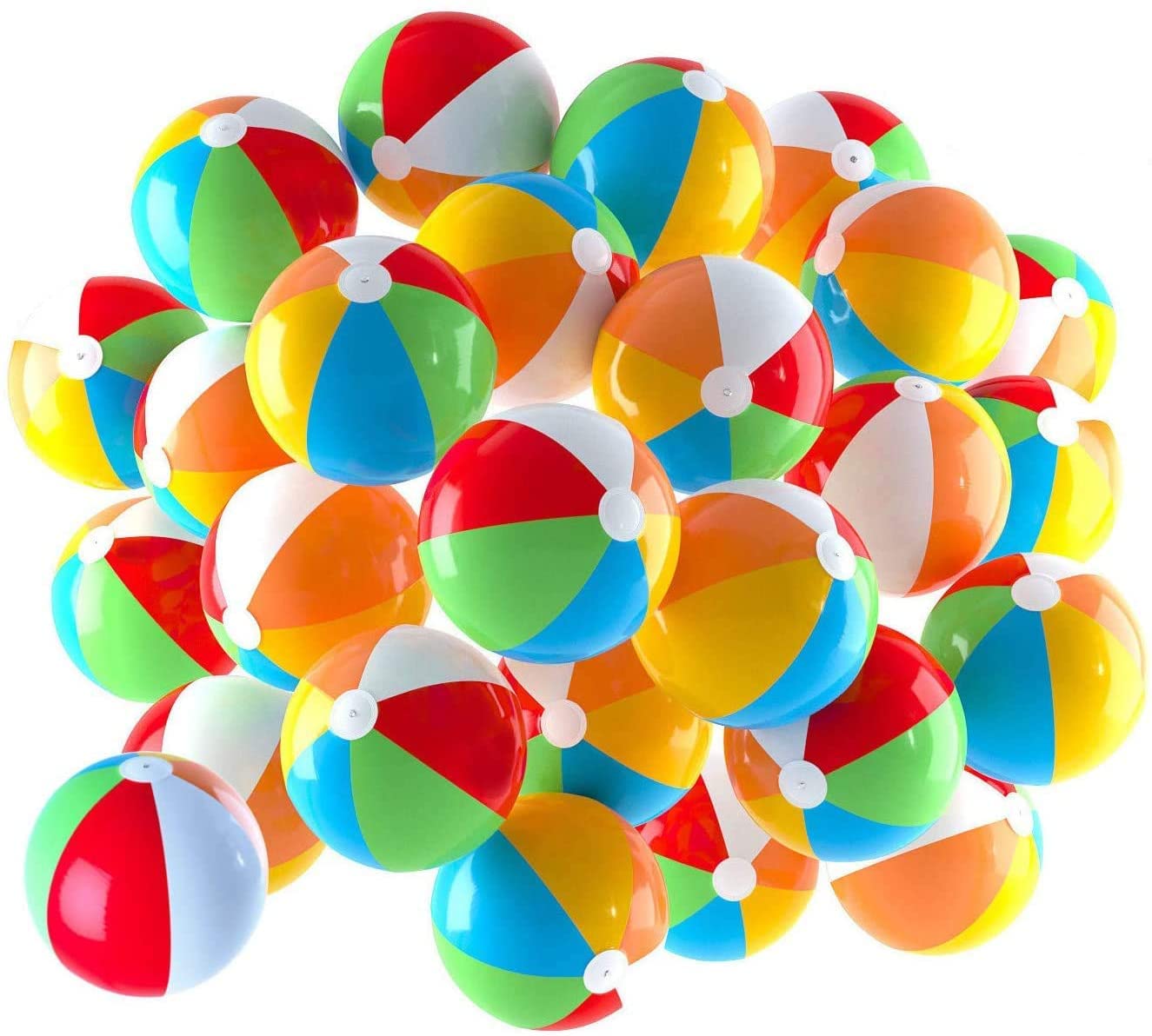 Top Race Mini Beach Balls Bulk - 5 Inch Inflatable Rainbow Beach Balls for Summer Party Decorations, Pool Toys for Kids, Ocean & Hawaiian Themed Events - Set of 25 Vibrant Beach Balls for Birthdays, Beach Days, Pool Parties & Outdoor Water Activities