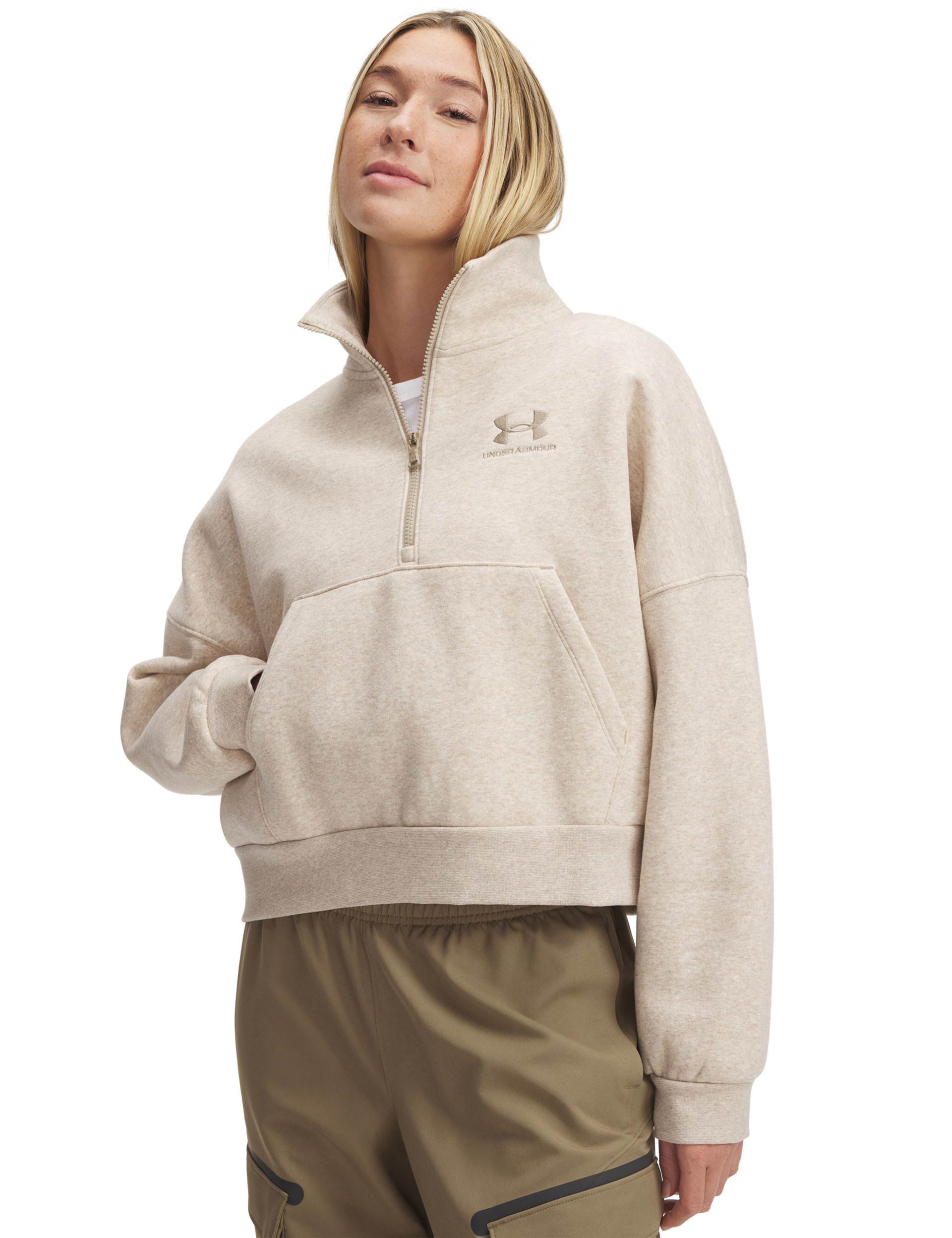 Icon Fleece Oversized Half Zip Pullover - City Khaki | Cozy Winter Wear for Men & Women | Perfect for Outdoor Activities & Casual Loungewear