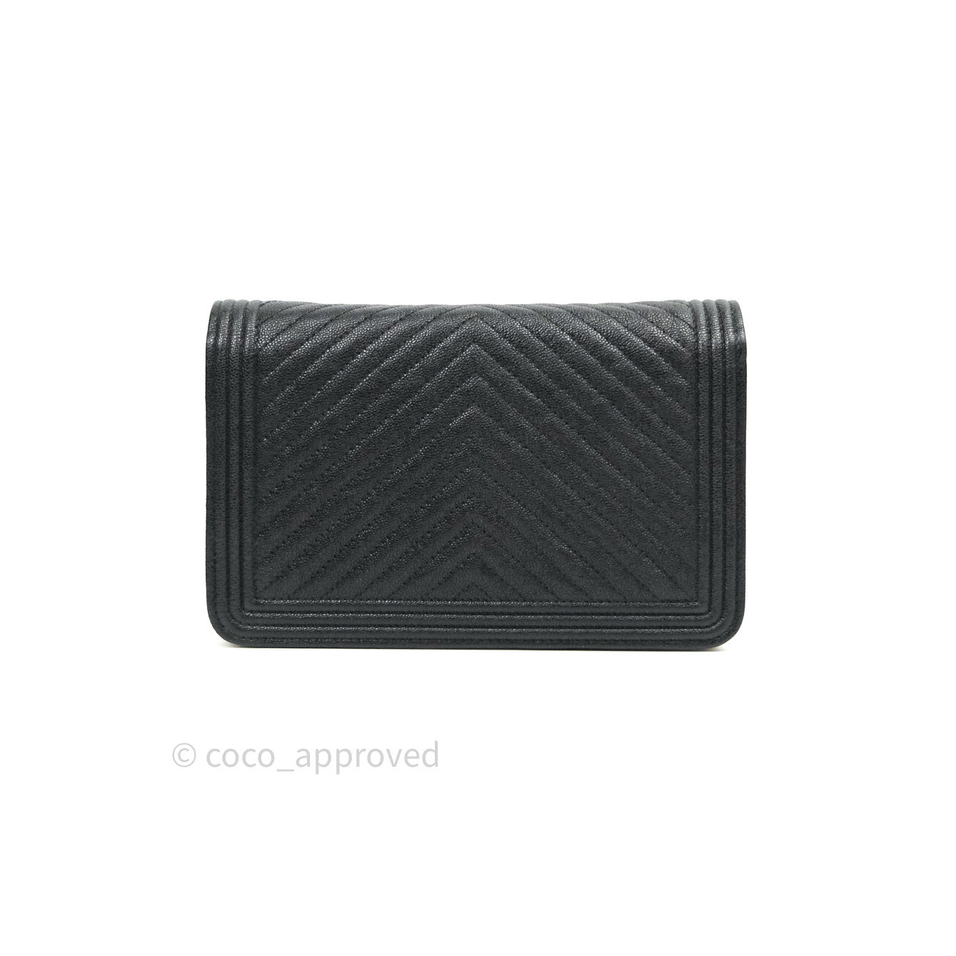 Chanel Chevron Boy Wallet on Chain WOC - Black Caviar Leather with Gold Hardware | Luxury Crossbody Bag for Women, Perfect for Evening Events & Daily Use