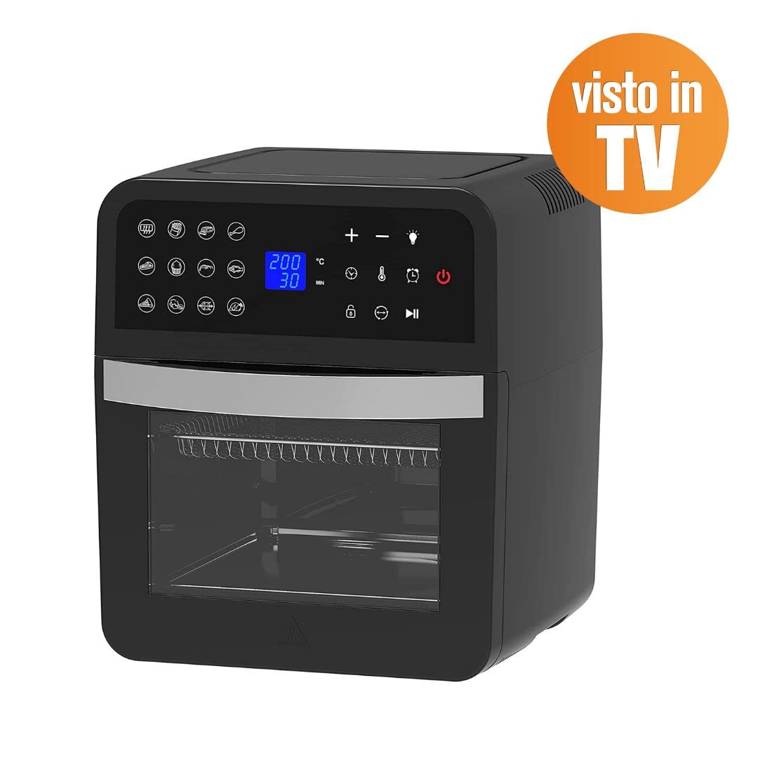 Melchioni Family 12L Air Fryer & Oven Combo with Rotisserie - Digital Touch LCD Display, Double Glass Door, 60-Min Timer & Delay Start - Perfect for Baking, Roasting & Healthy Cooking at Home