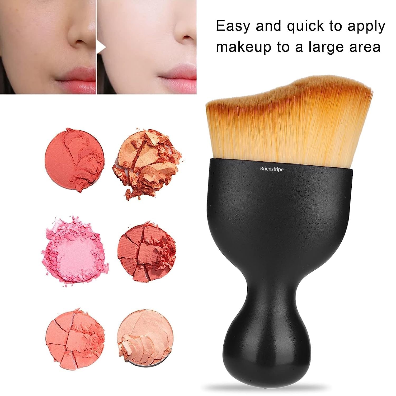 Brienstripe Foundation Makeup Brush - Soft Blending Brush for Liquid & Cream Foundation, Professional Blush & Contour Makeup Brush Set | Perfect for Everyday Makeup, Airbrush Finish & Professional Makeup Artists