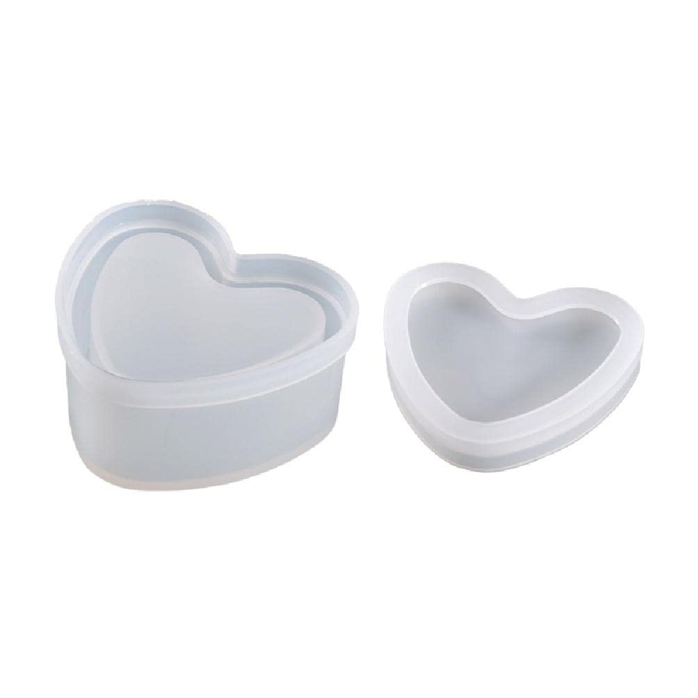 Yunestry DIY Heart-Shaped Crystal Glue Mold with Lid - Silicone Storage Box for Epoxy Resin, Home Decor & Craft Projects | Perfect for Jewelry Making, Gift Packaging & DIY Decorations